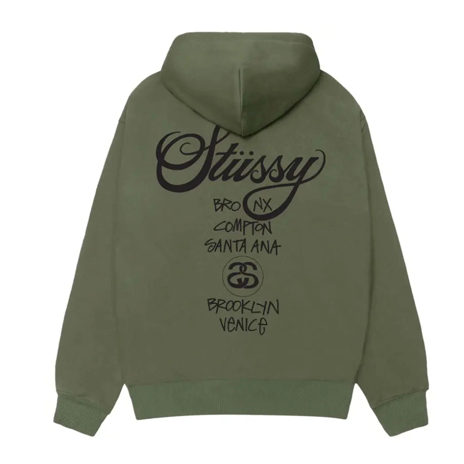 Stussy World Tour Hoodie Olive - Image 2