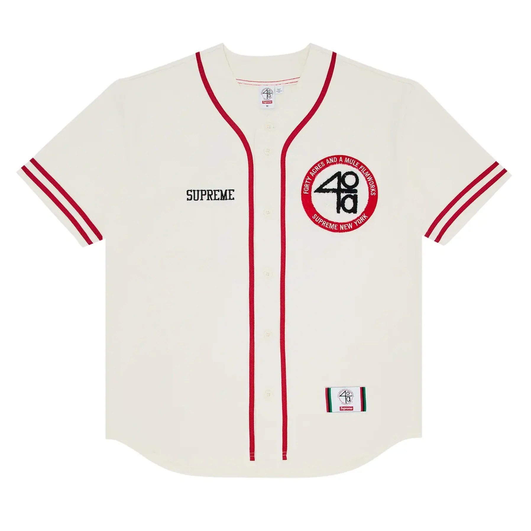 Supreme 40 Acres Twill Baseball Jersey White [USED] - M (Used)
