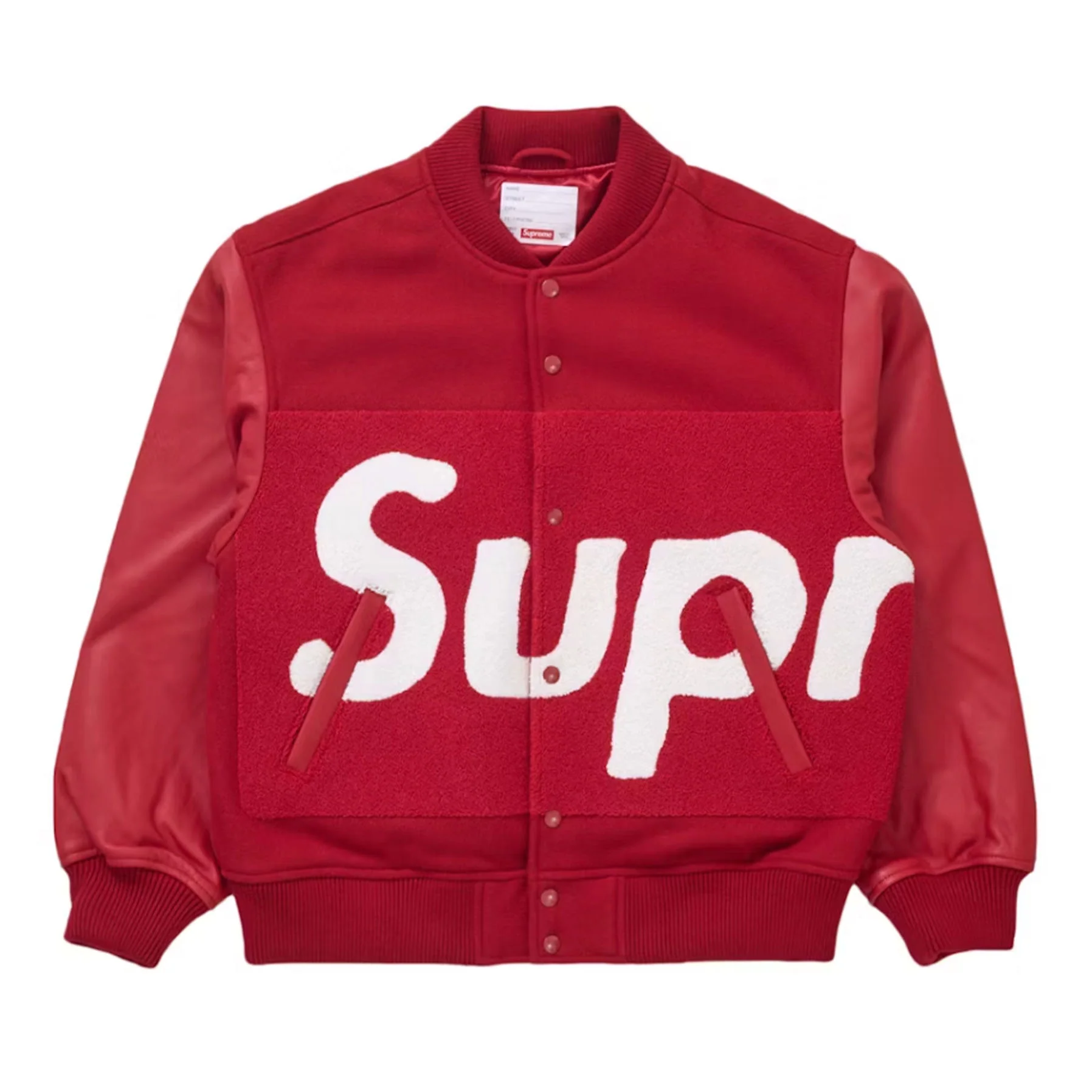 Supreme Big Logo Chenille Varsity Jacket Red