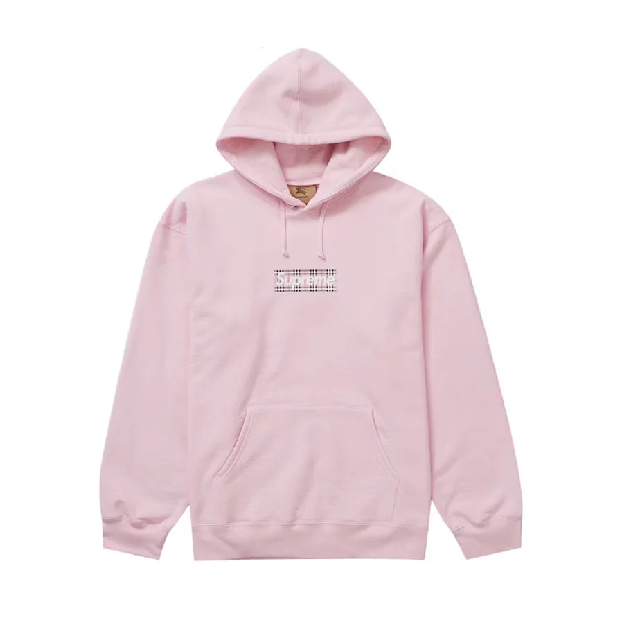 Supreme Burberry Box Logo Hooded Sweatshirt Light Pink
