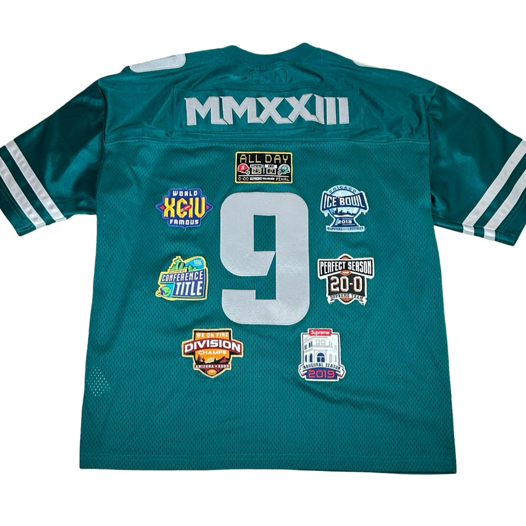 Supreme Championships Embroidered Football Jersey Dark Teal [USED] - S (Used) - Image 2