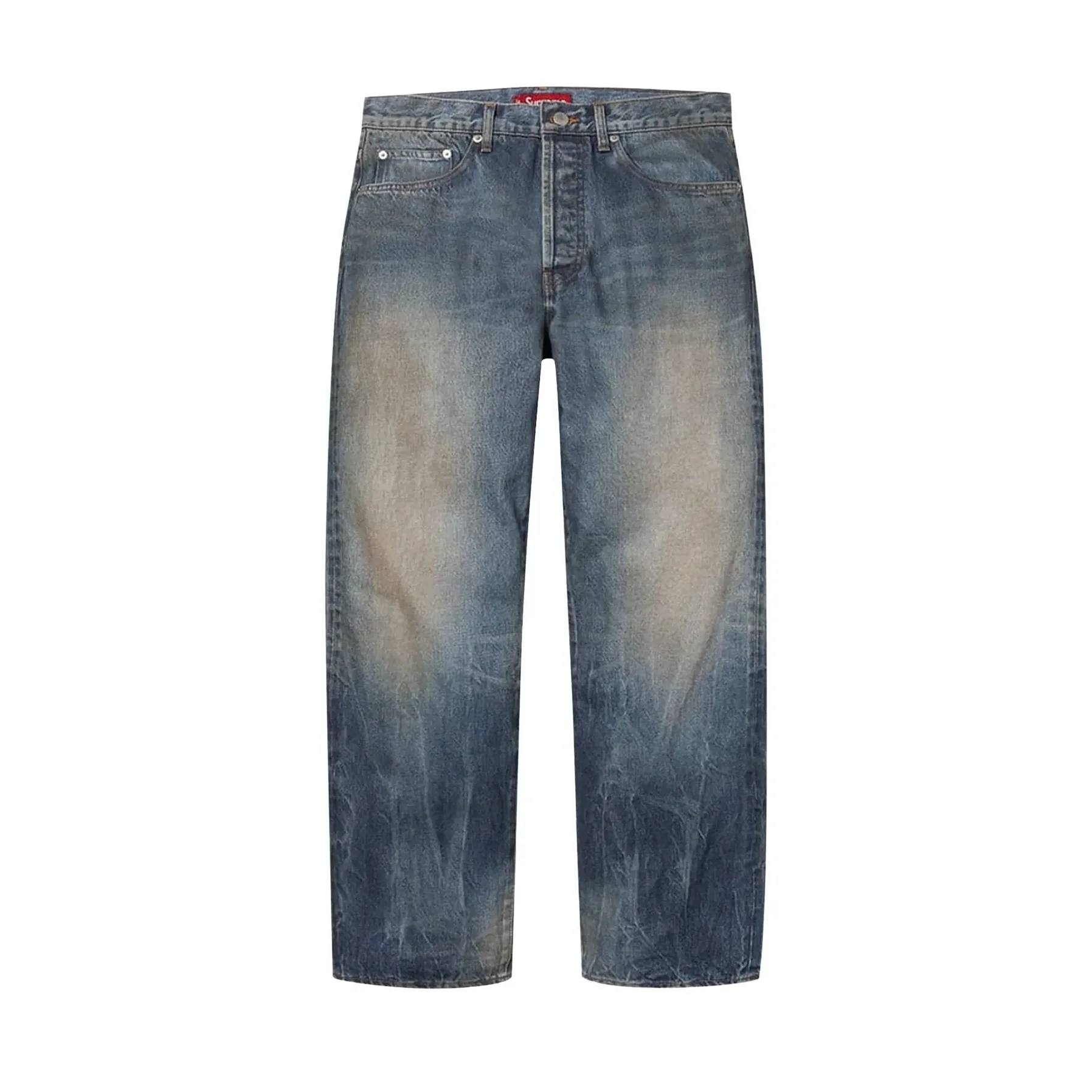 Supreme Distressed Loose Fit Selvedge Jean (FW25) Washed Indigo