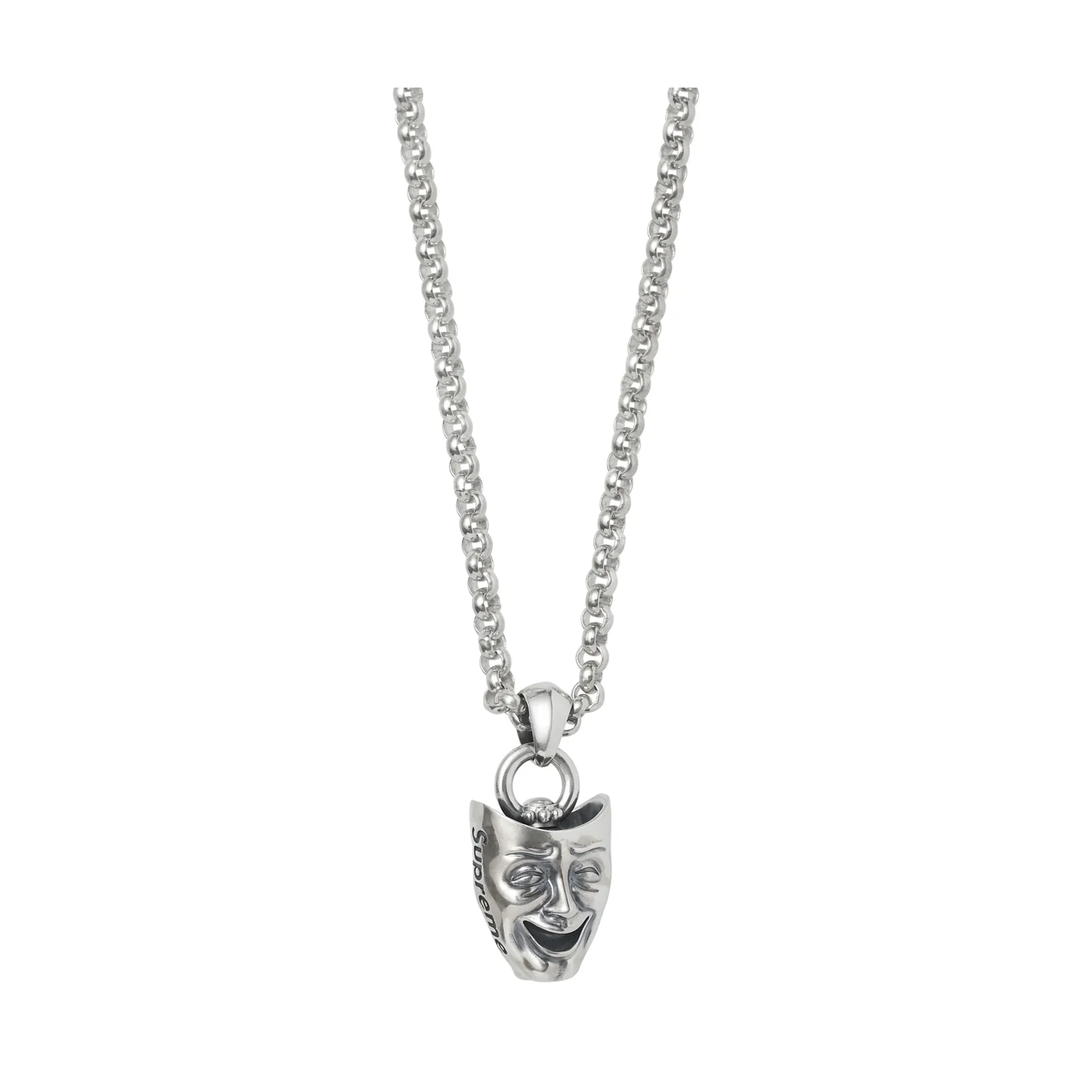 Supreme Drama Masks Smile Pendant Necklace Silver - Image 3