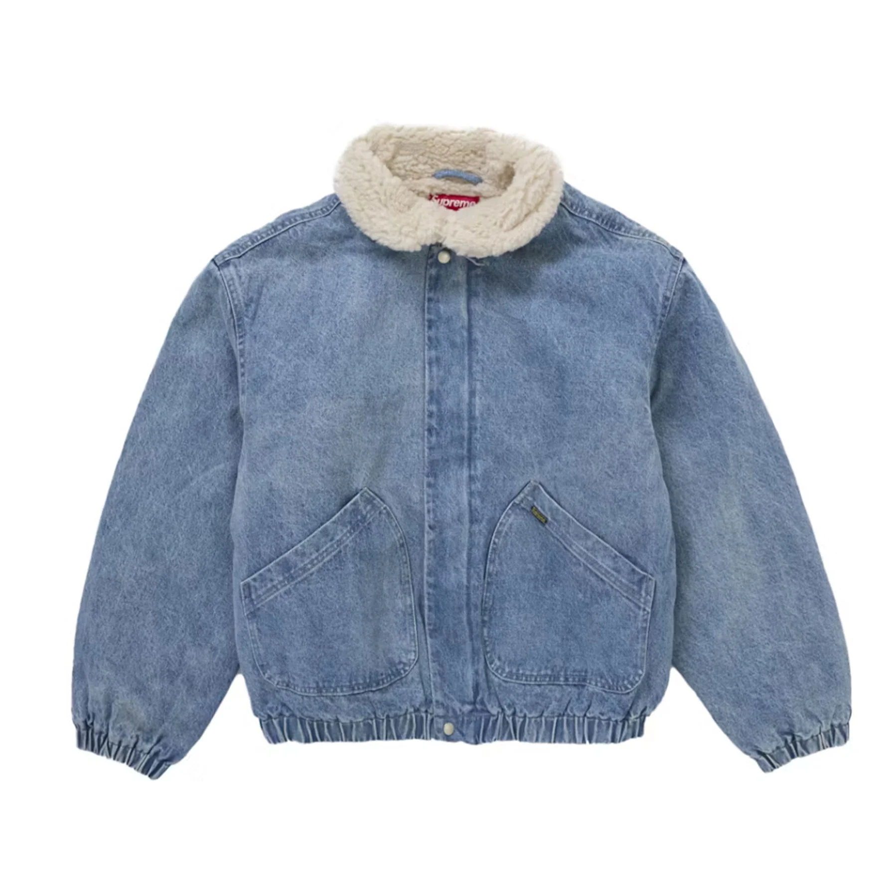 Supreme Faux Shearling Lined Bomber Jacket Denim