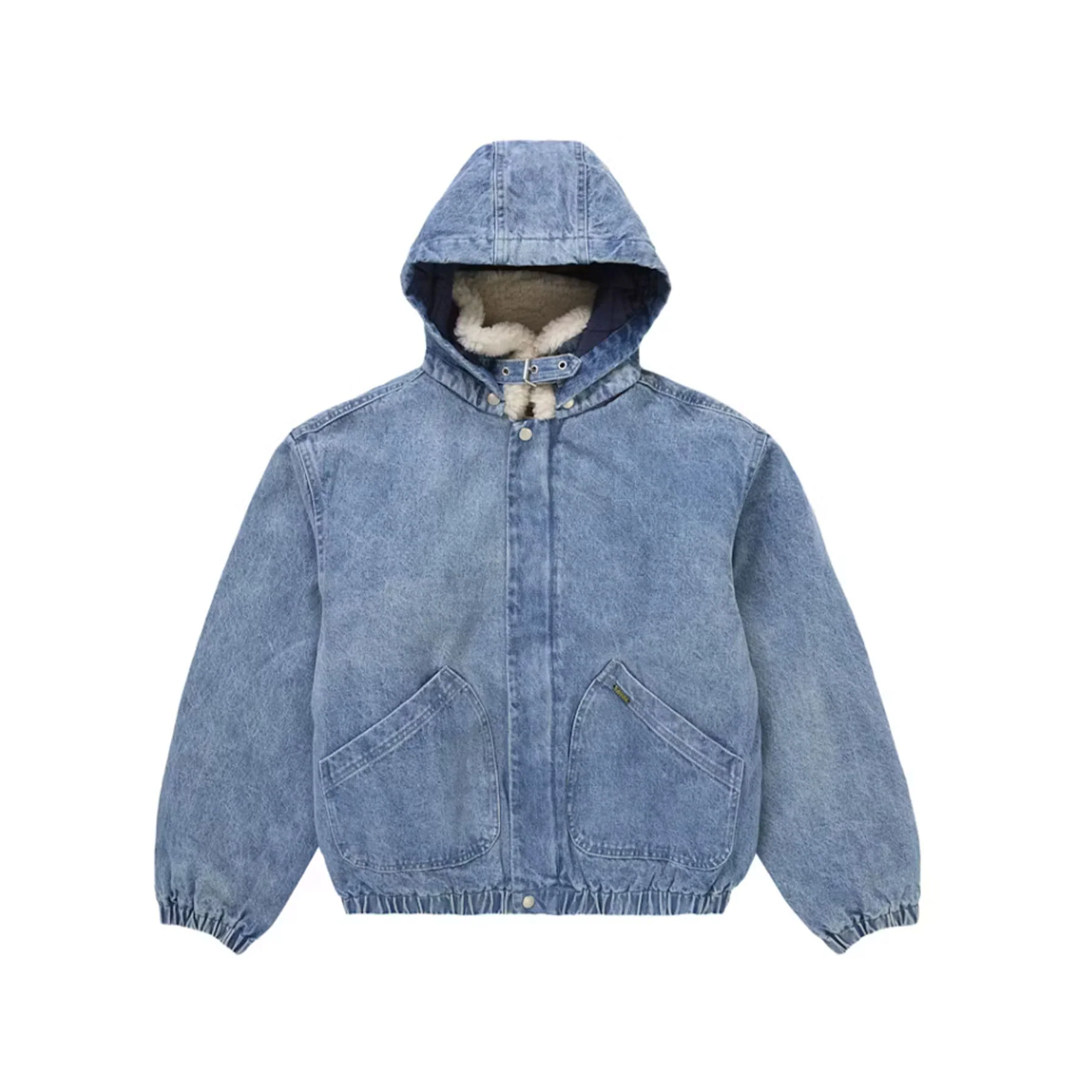Supreme Faux Shearling Lined Bomber Jacket Denim - Image 3