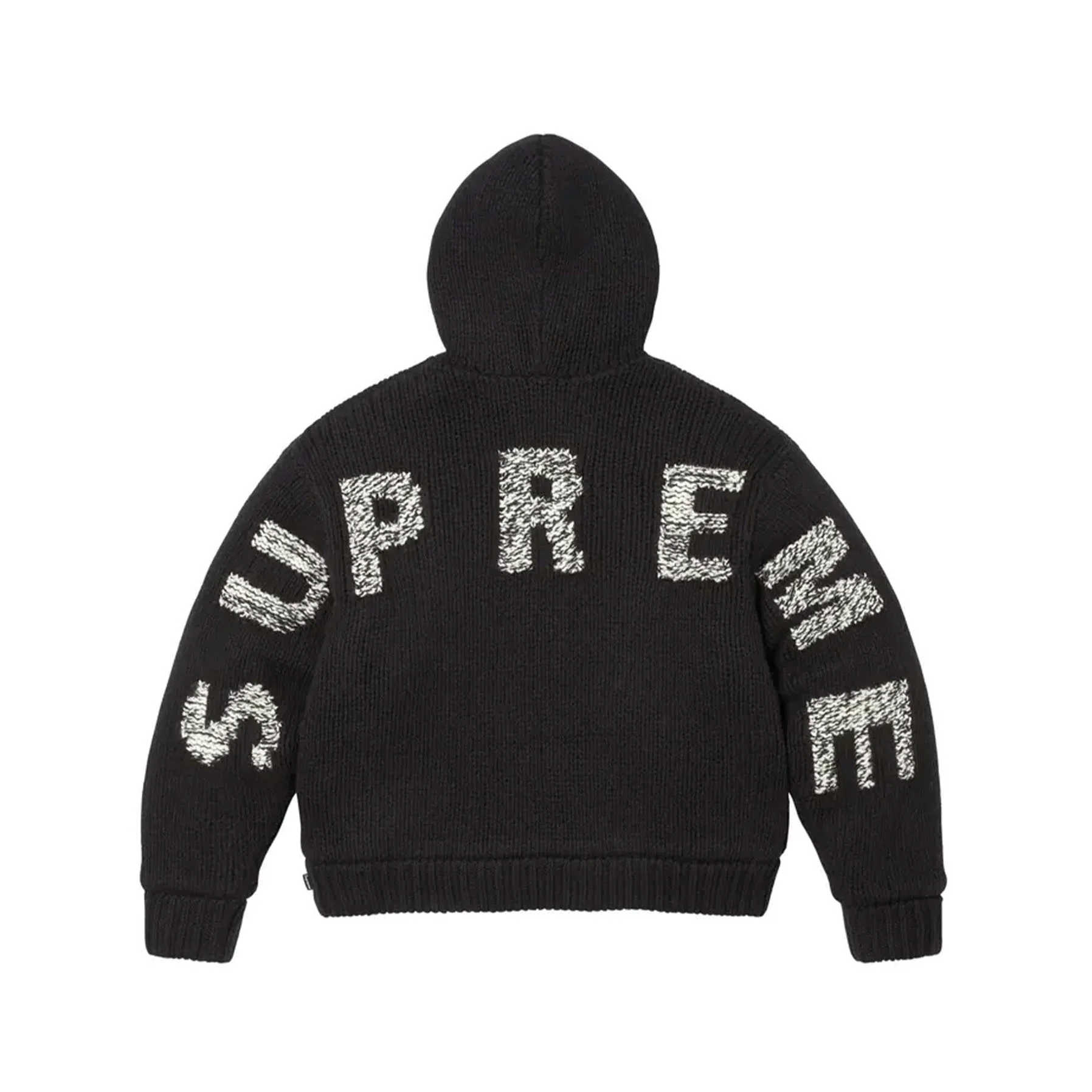 Supreme Faux Shearling Lined Zip Up Hooded Sweater Black - Image 2