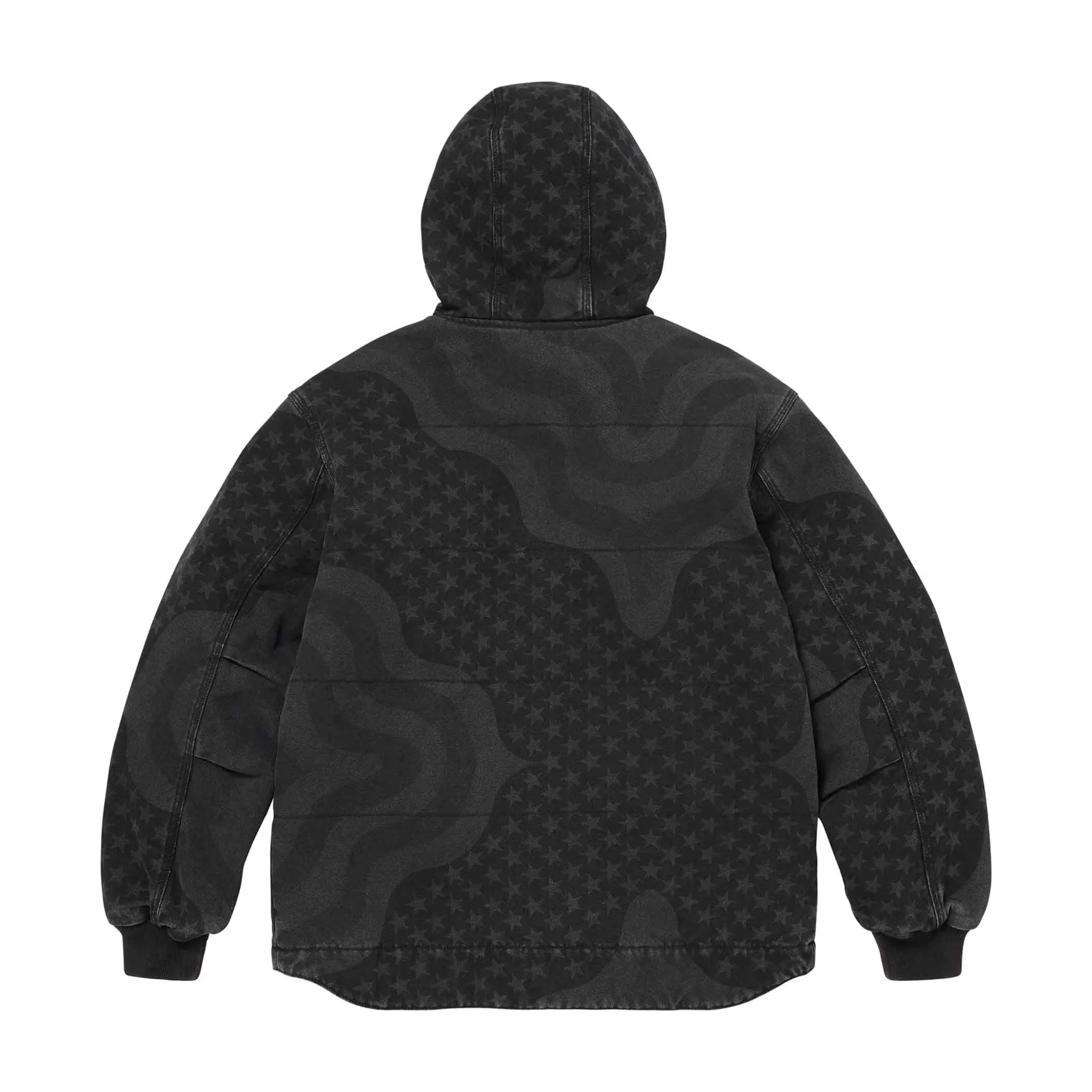 Supreme Flag Quilted Hooded Work Jacket Black - Image 2
