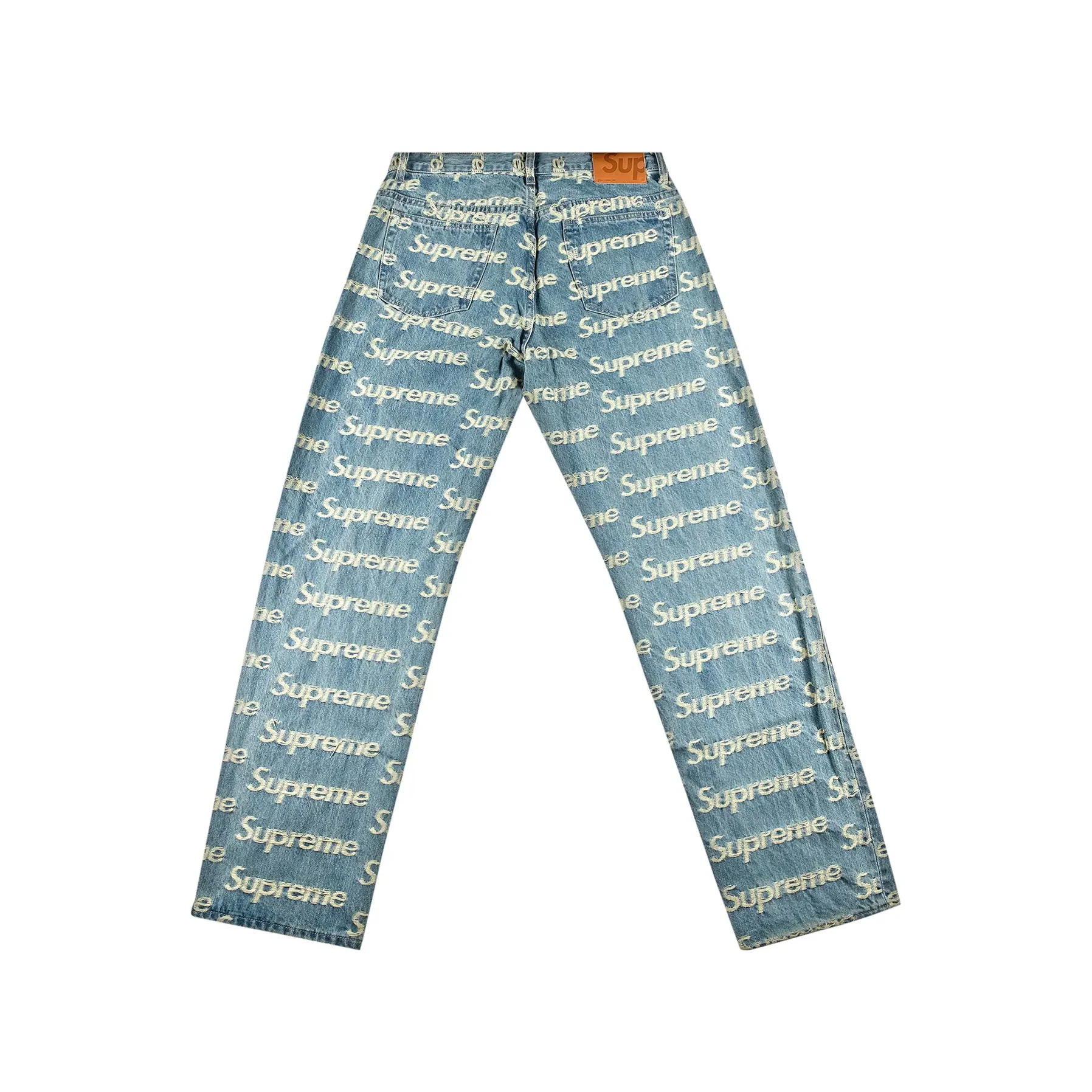Supreme Frayed Logos Regular Jean Blue [USED] - 34 (Used) - Image 2
