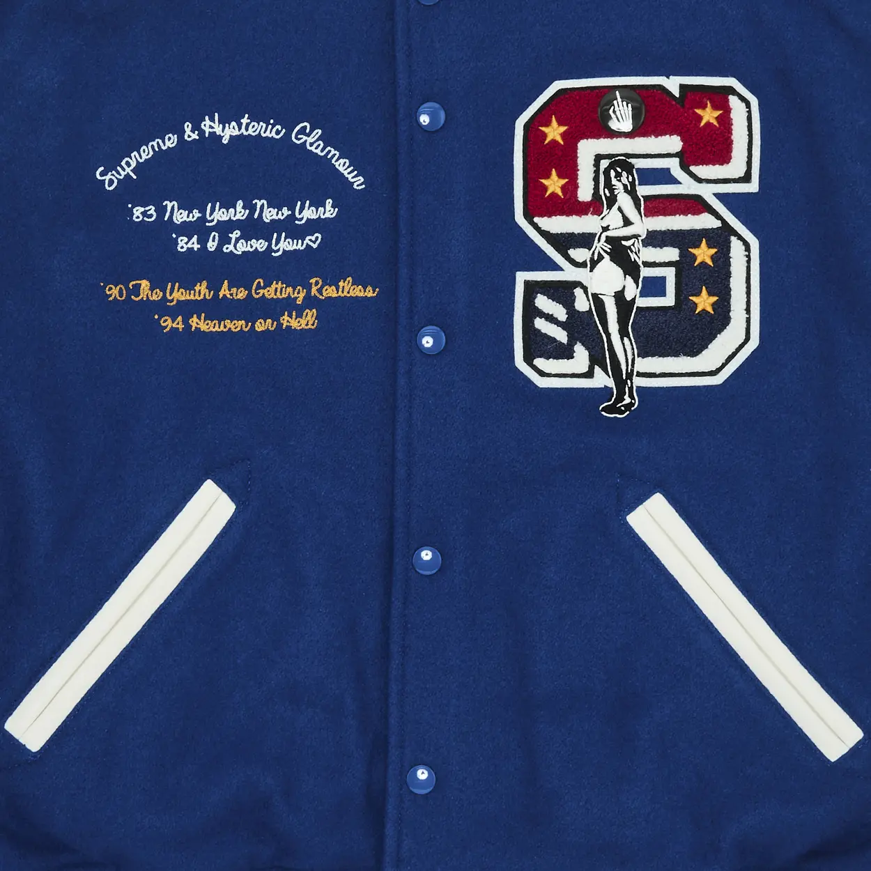 Supreme Hysteric Glamour Varsity Jacket Blue - Image 3
