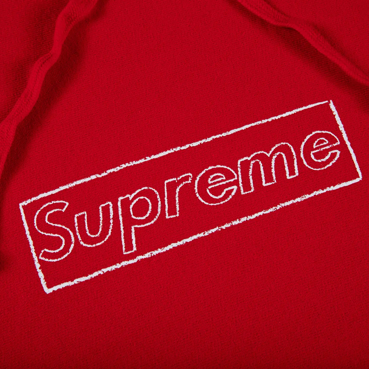 Supreme KAWS Chalk Logo Hooded Sweatshirt Red [USED] - L (Used) - Image 2