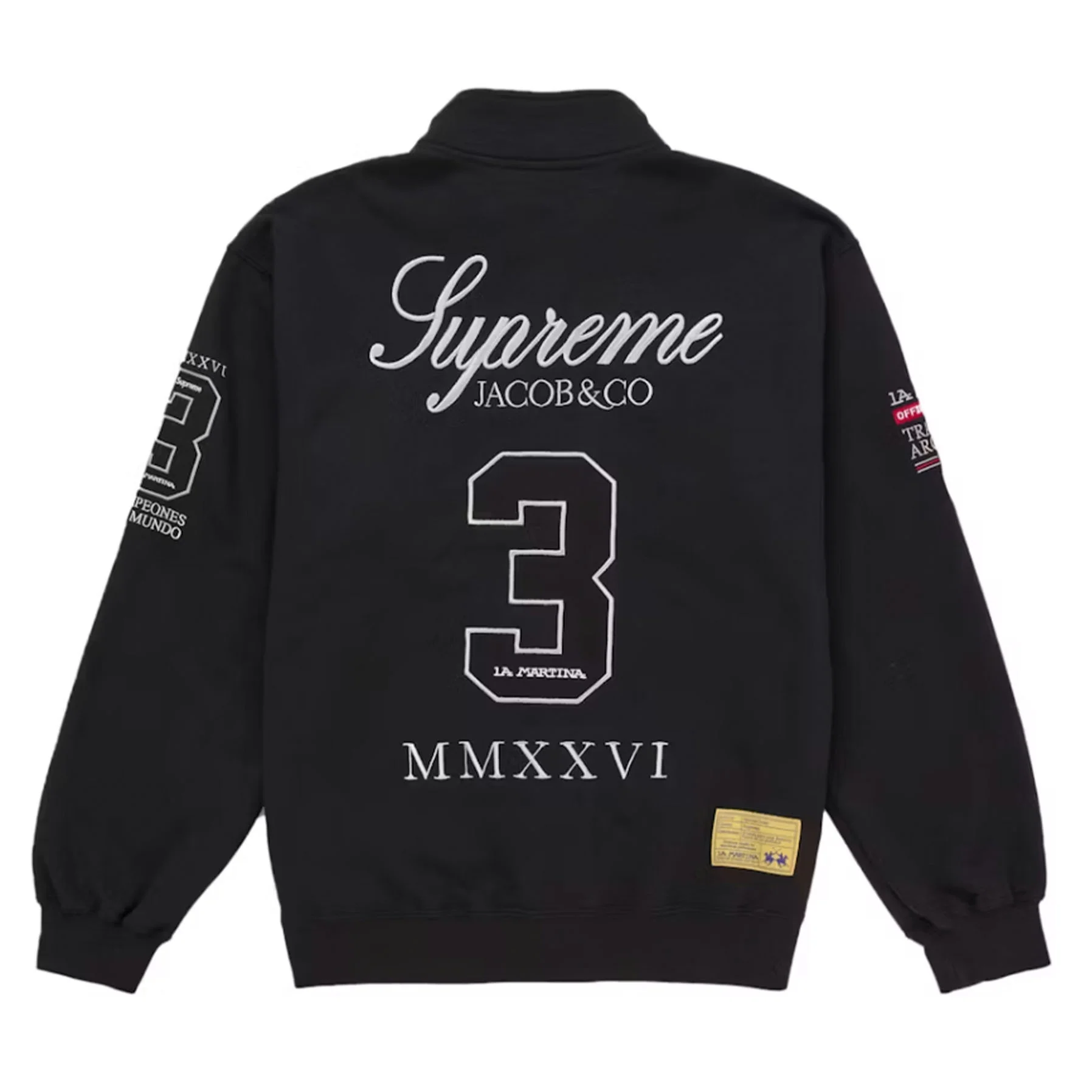 Supreme La Martina Zip Up Sweatshirt Black - Image 2