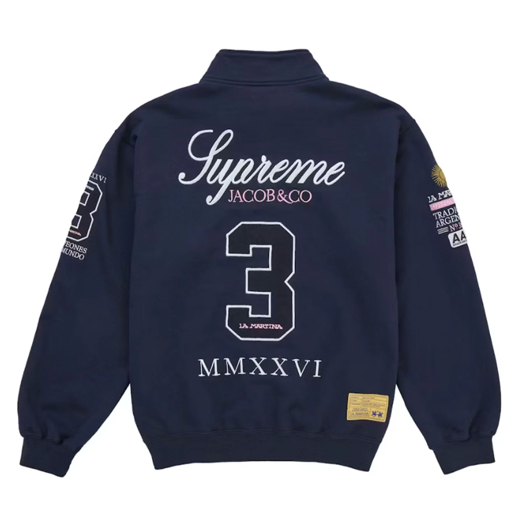 Supreme La Martina Zip Up Sweatshirt Navy - Image 2