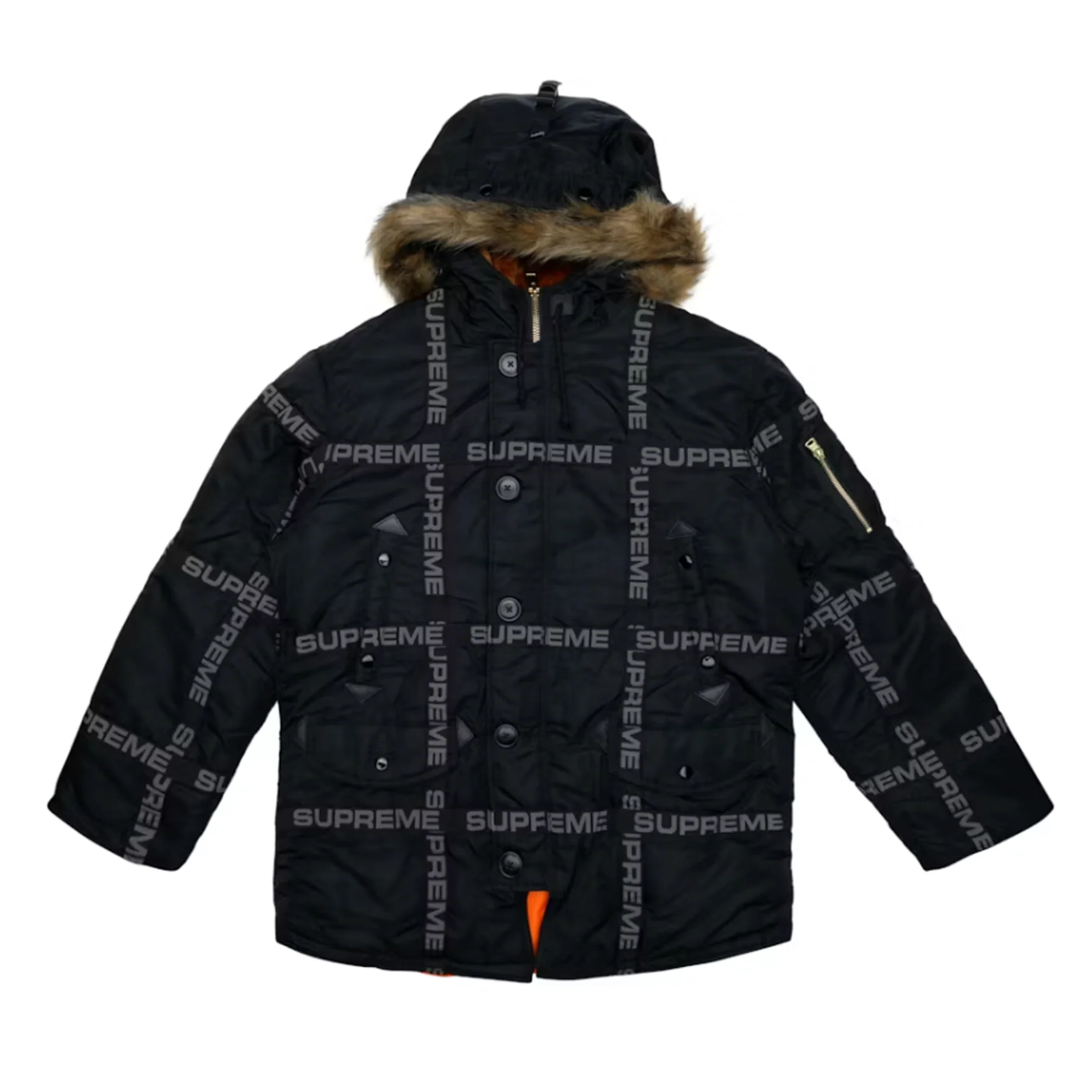 Supreme Logo Tape N-3B Parka Black [USED] - M (Used)