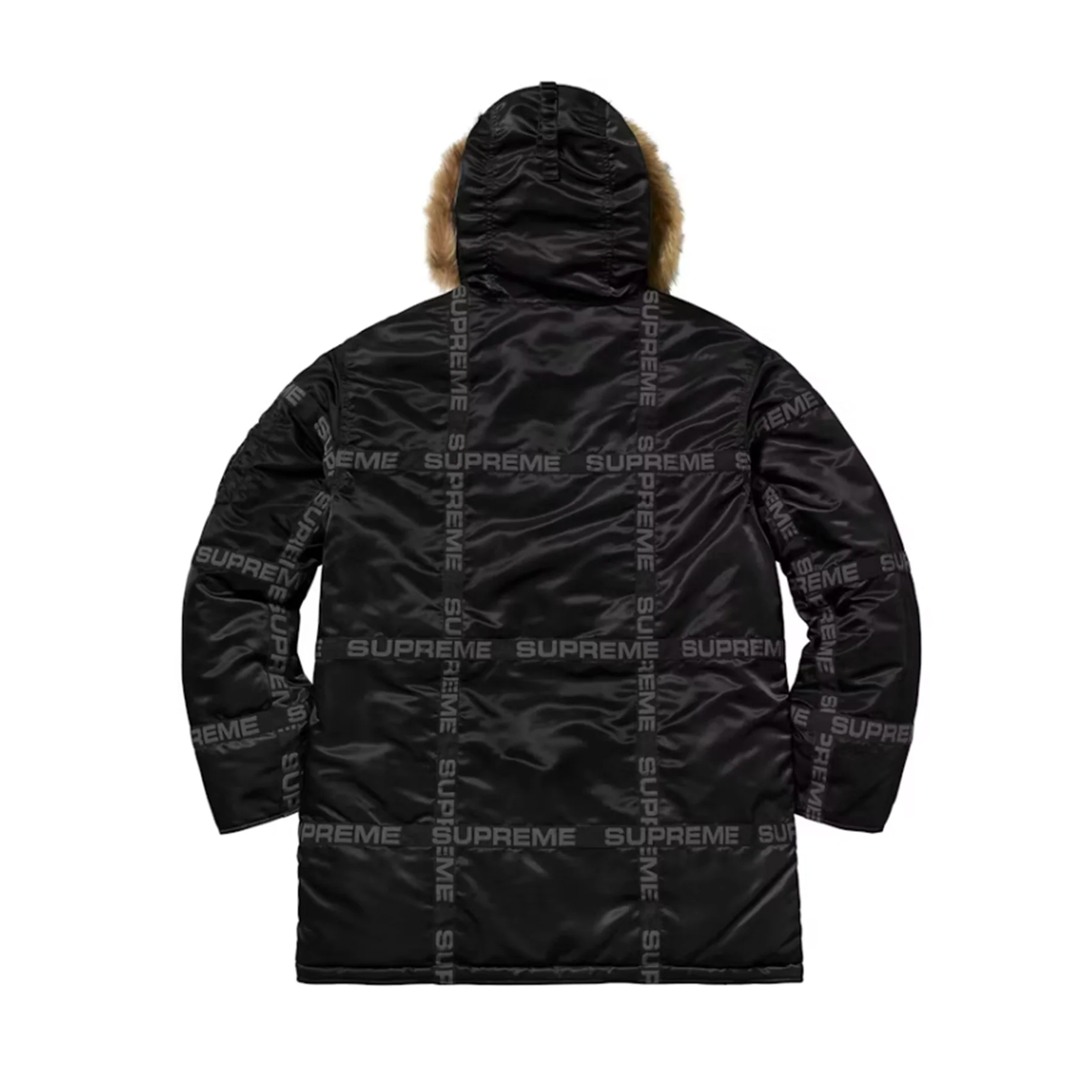 Supreme Logo Tape N-3B Parka Black [USED] - M (Used) - Image 3