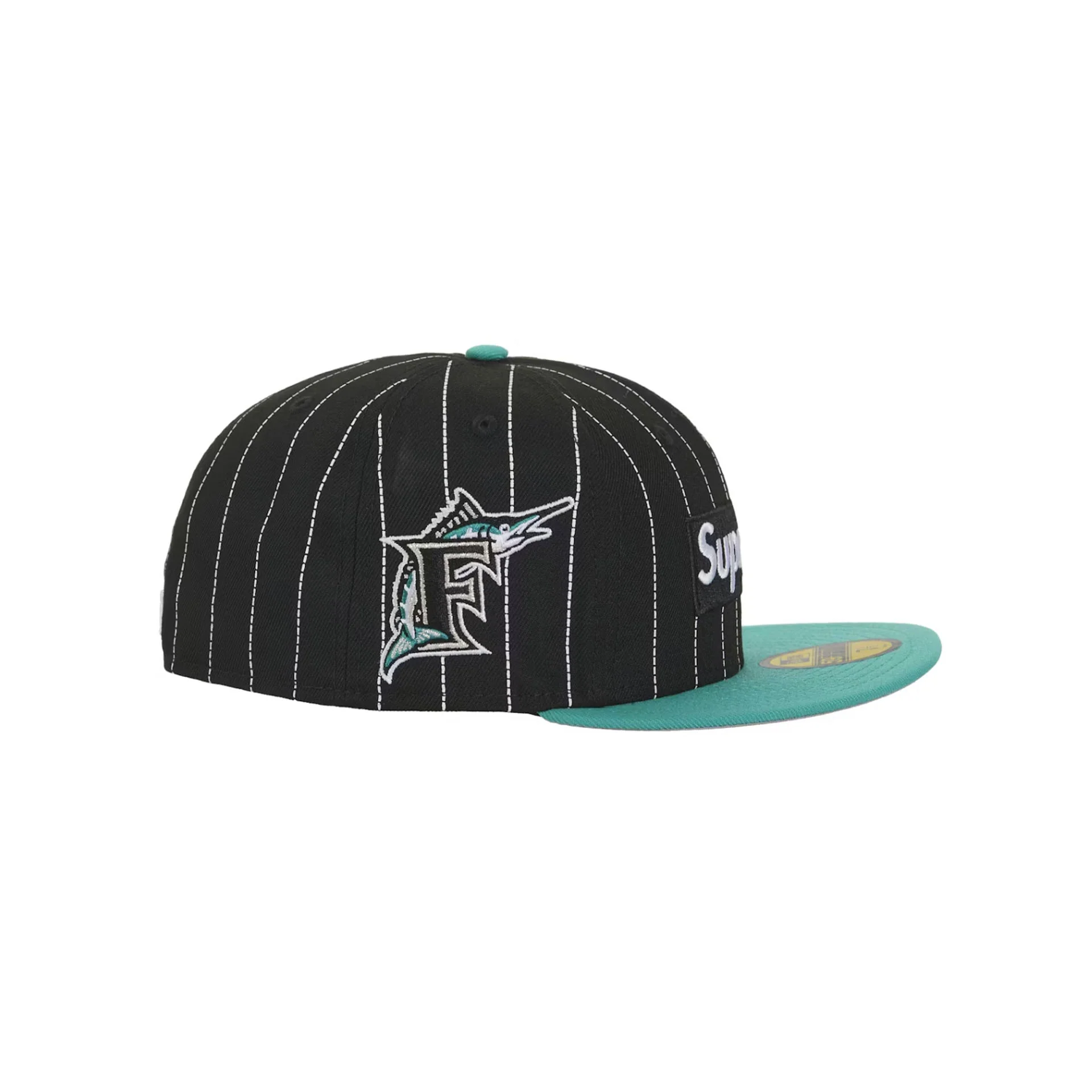 Supreme MLB Teams Box Logo New Era 59Fifty Cap Black Pinstripe - Image 2