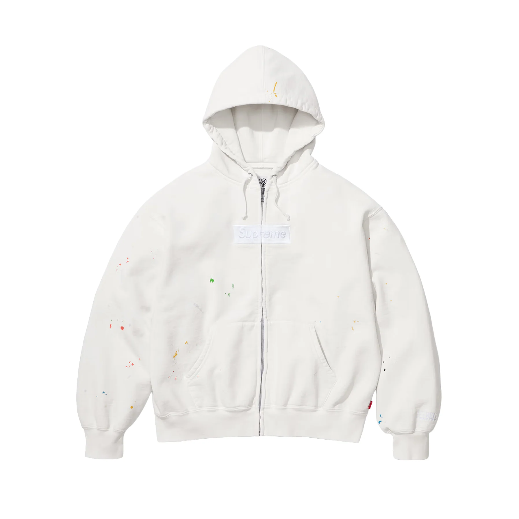 Supreme MM6 Maison Margiela Box Logo Zip Up Hooded Sweatshirt White