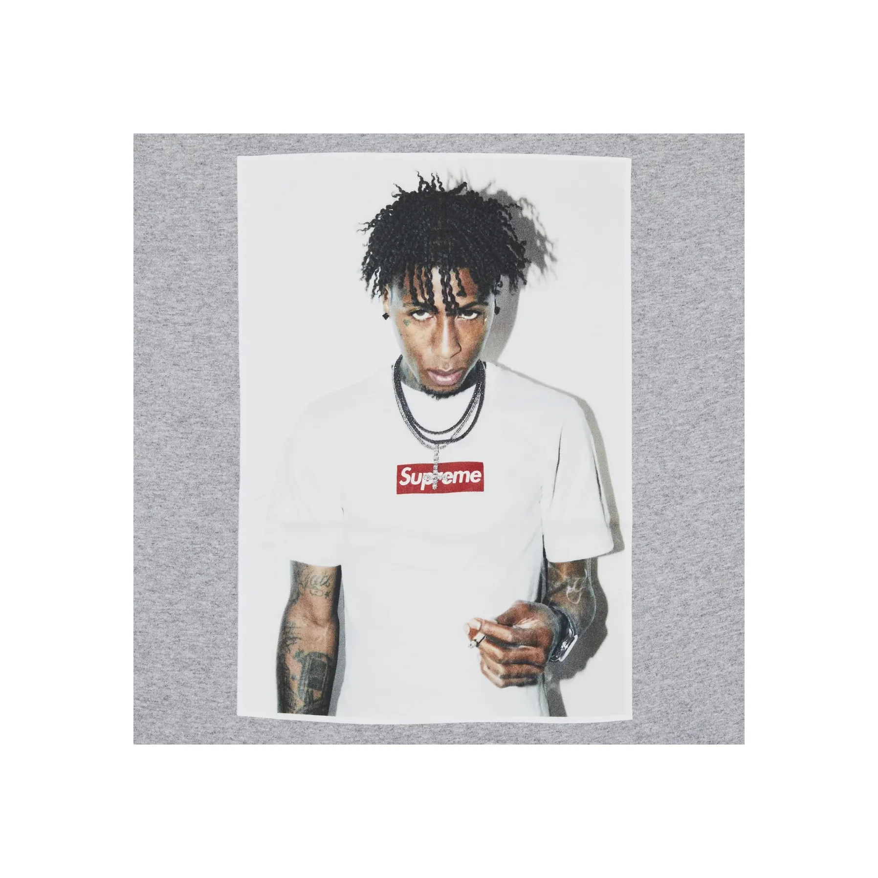 Supreme NBA Youngboy Tee Heather Grey [USED] - L (Used) - Image 2