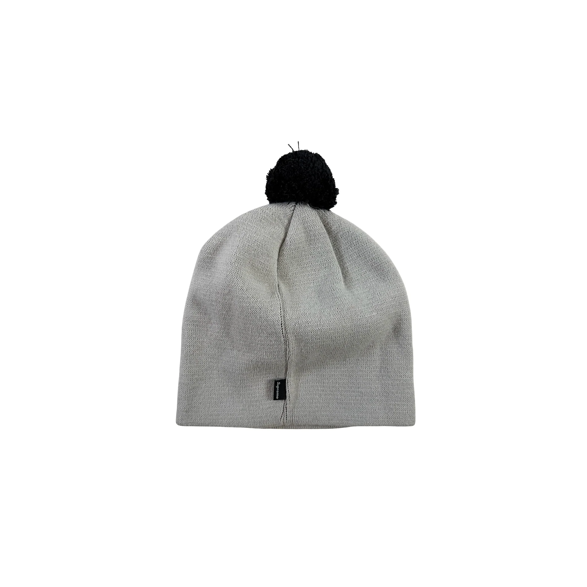 Supreme New York Times Pom Beanie Grey [USED] - Image 2