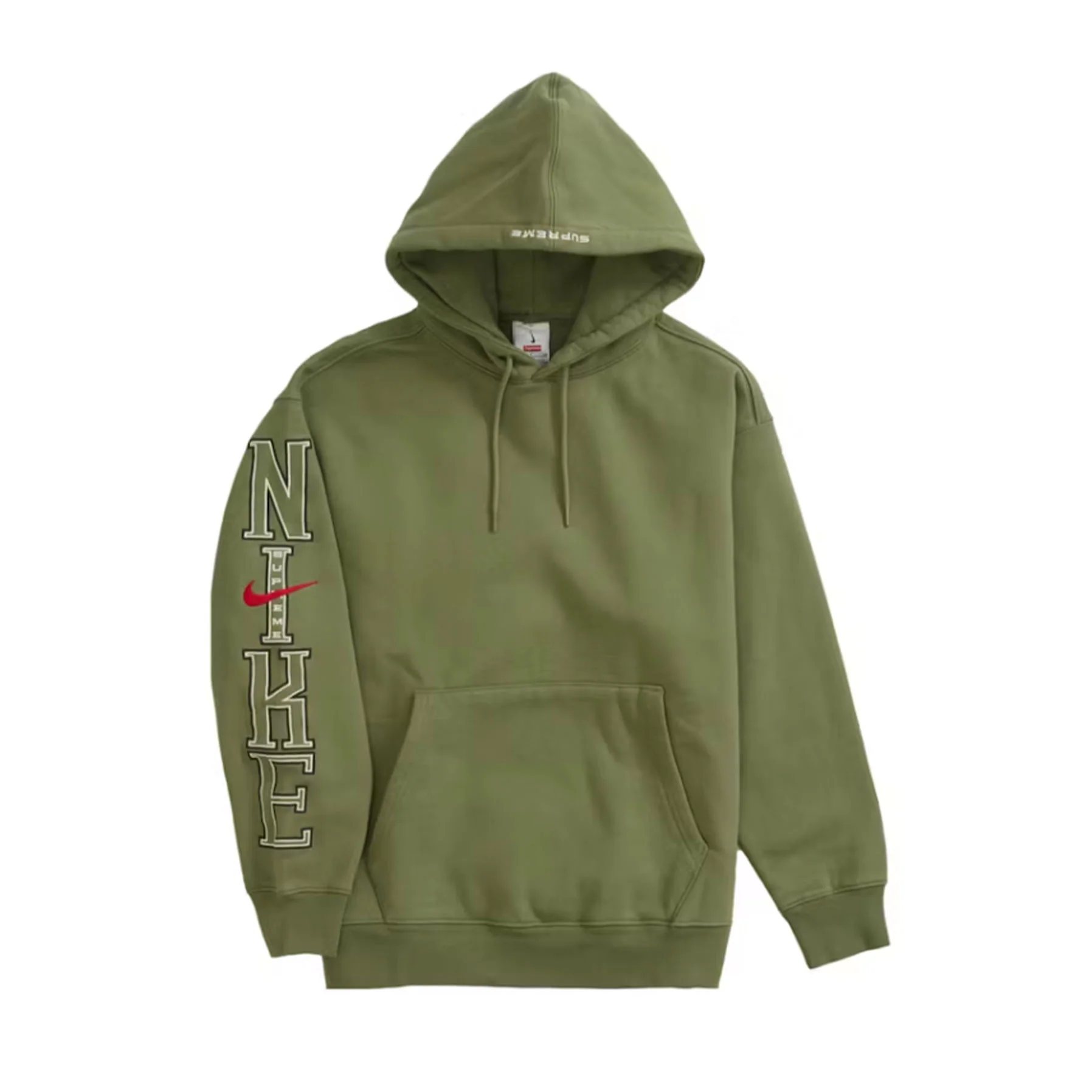 Supreme Nike Hooded Sweatshirt Olive [USED] - M (Used) - Image 2