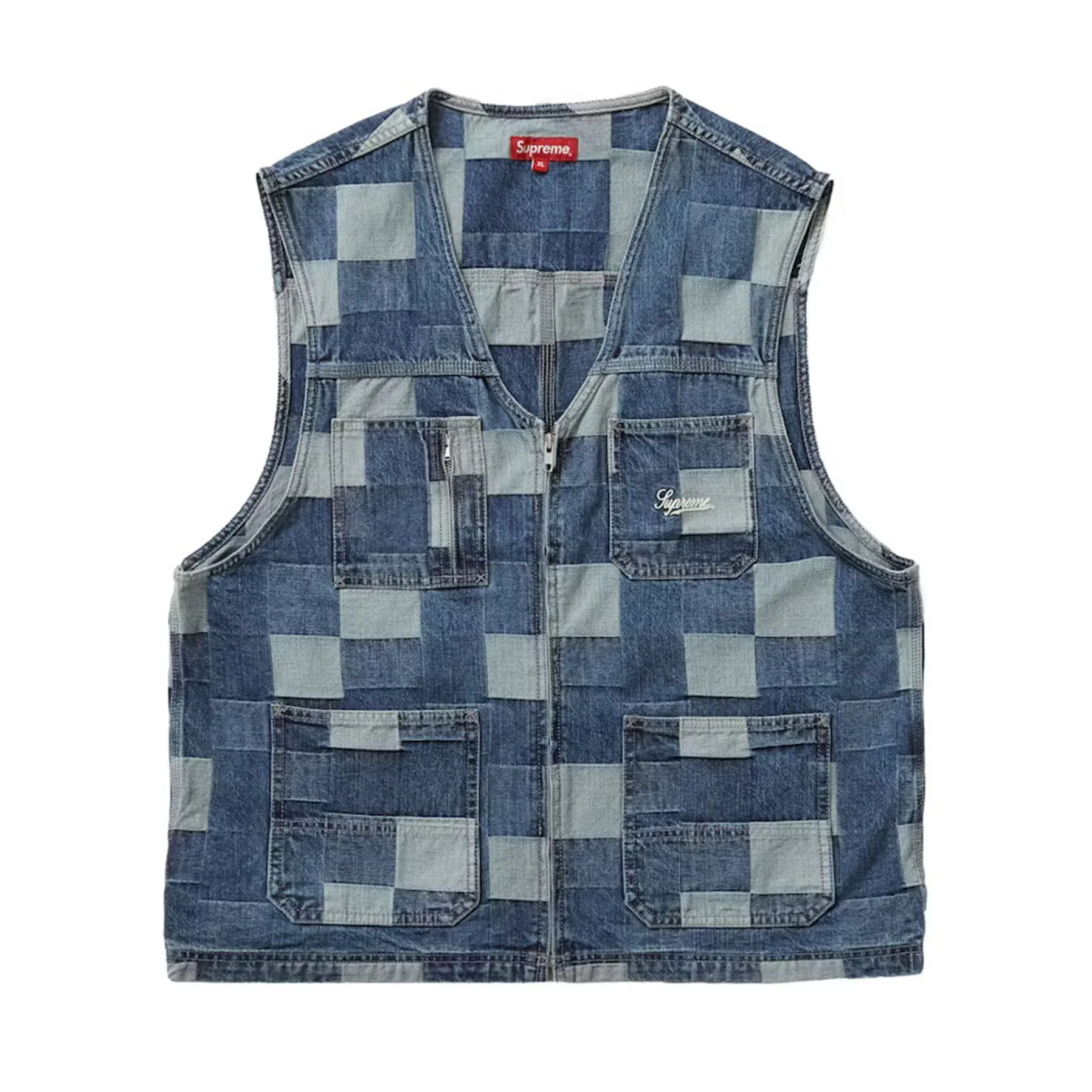 Supreme Patched Denim Vest Blue