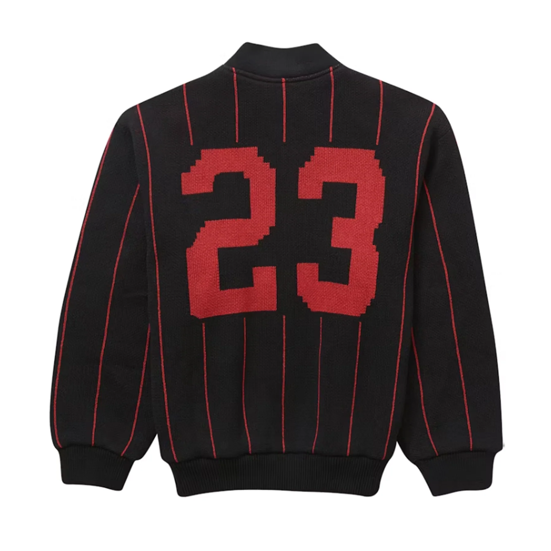 Supreme Pinstripe Varsity Zip Up Sweater [USED] - L (Used) - Image 2
