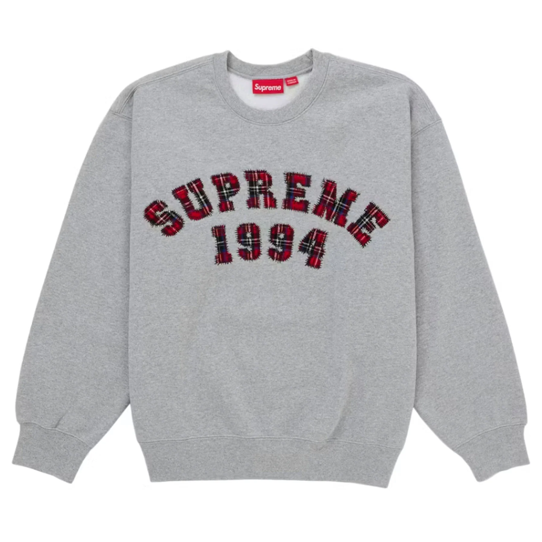 Supreme Plaid Arc Crewneck Heather Grey