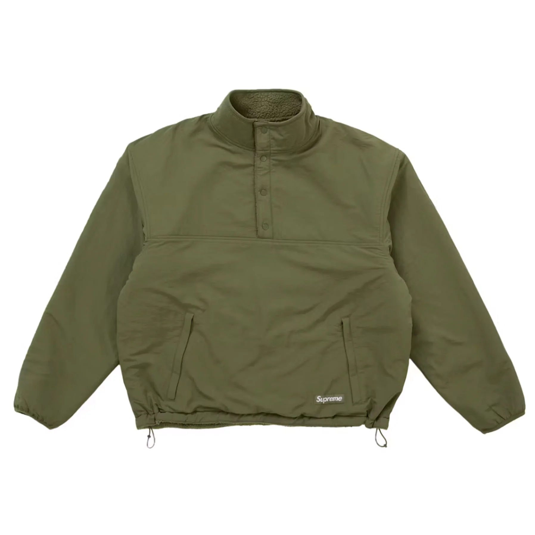 Supreme Polartec Shearling Reversible Pullover (FW25) Olive [USED] - L (Used) - Image 2