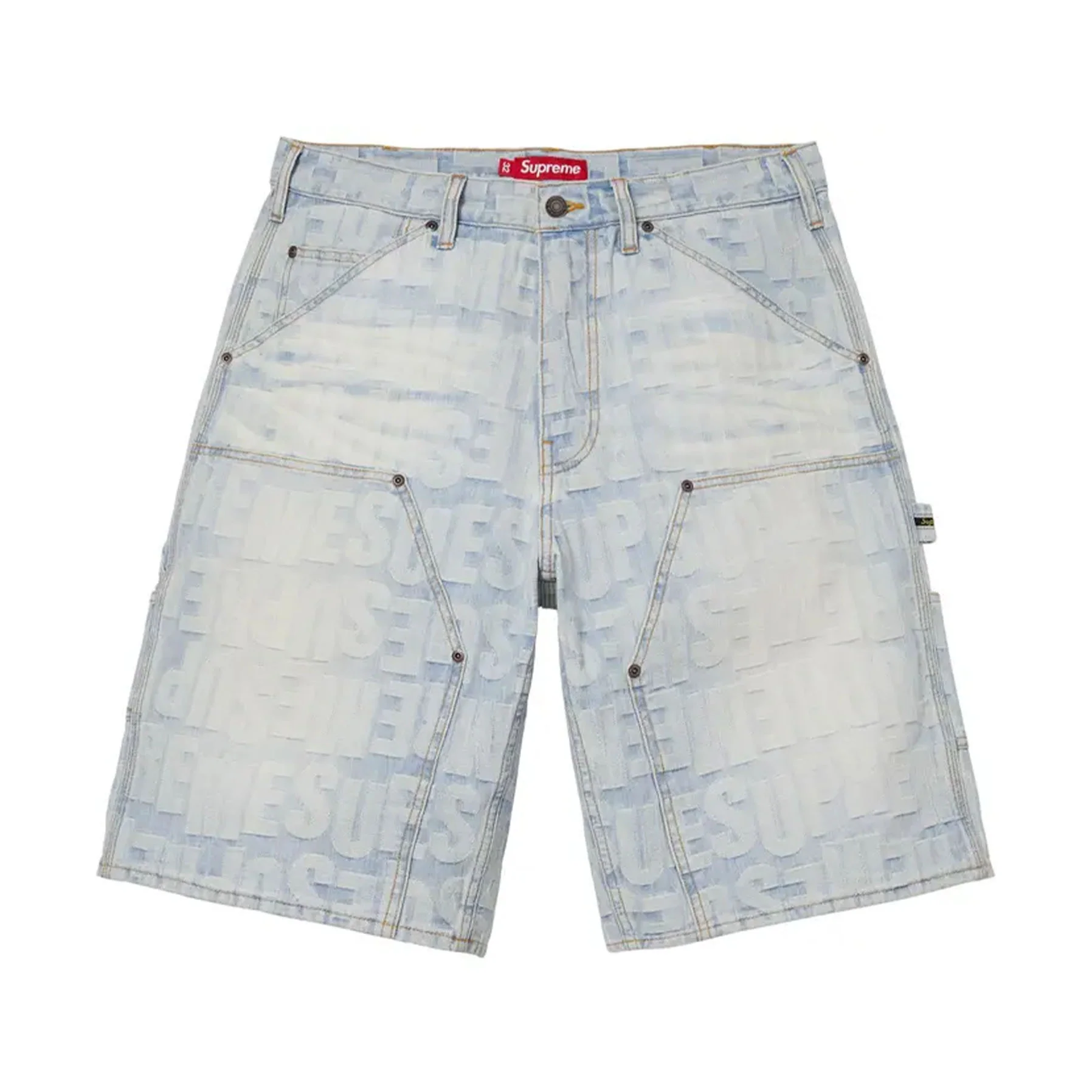 Supreme Repeat Jacquard Double Knee Denim Short Light Washed Indigo