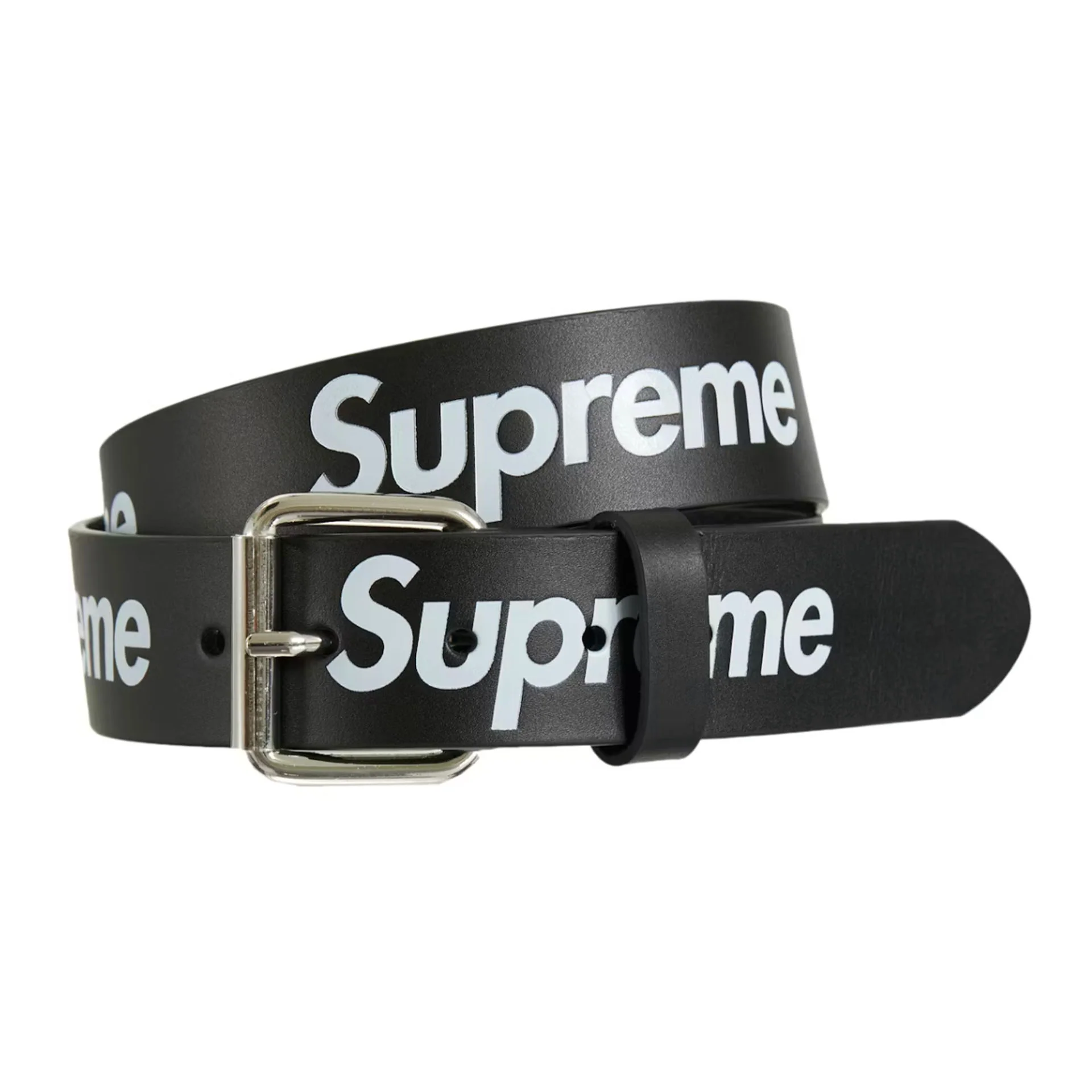 Supreme Repeat Leather Belt Black
