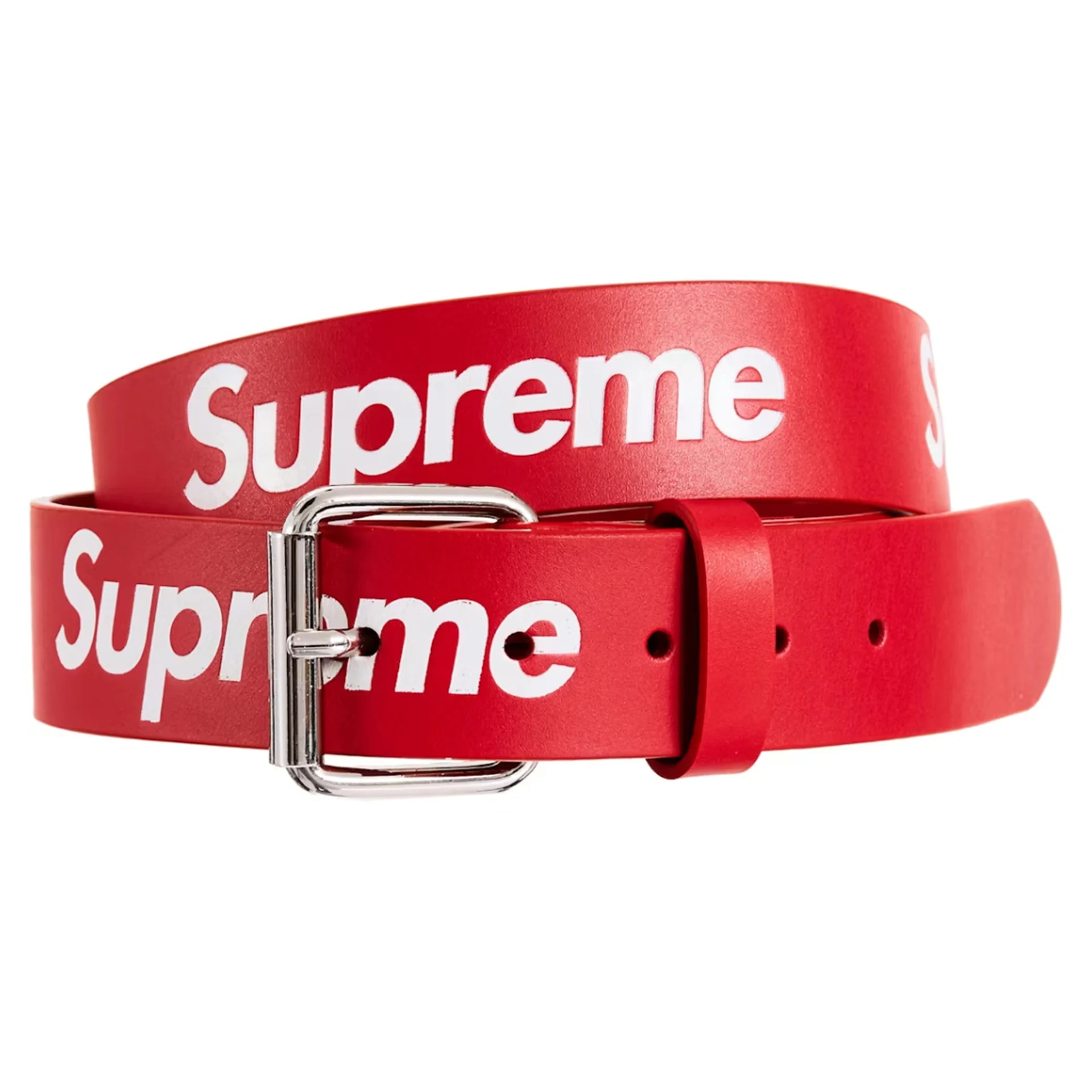 Supreme Repeat Leather Belt Red [USED] - S/M (Used)