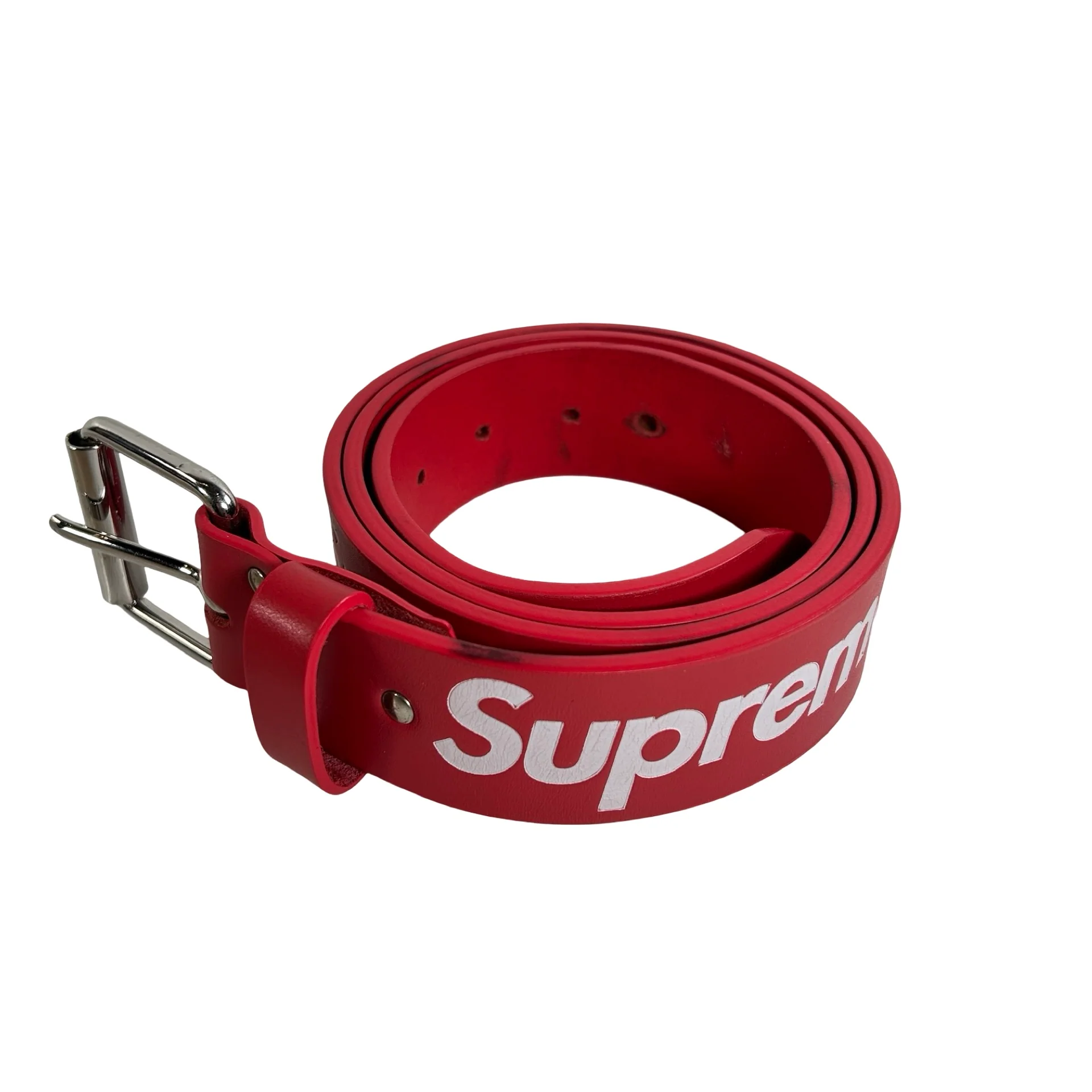 Supreme Repeat Leather Belt Red (SS24) [USED] - L (Used)