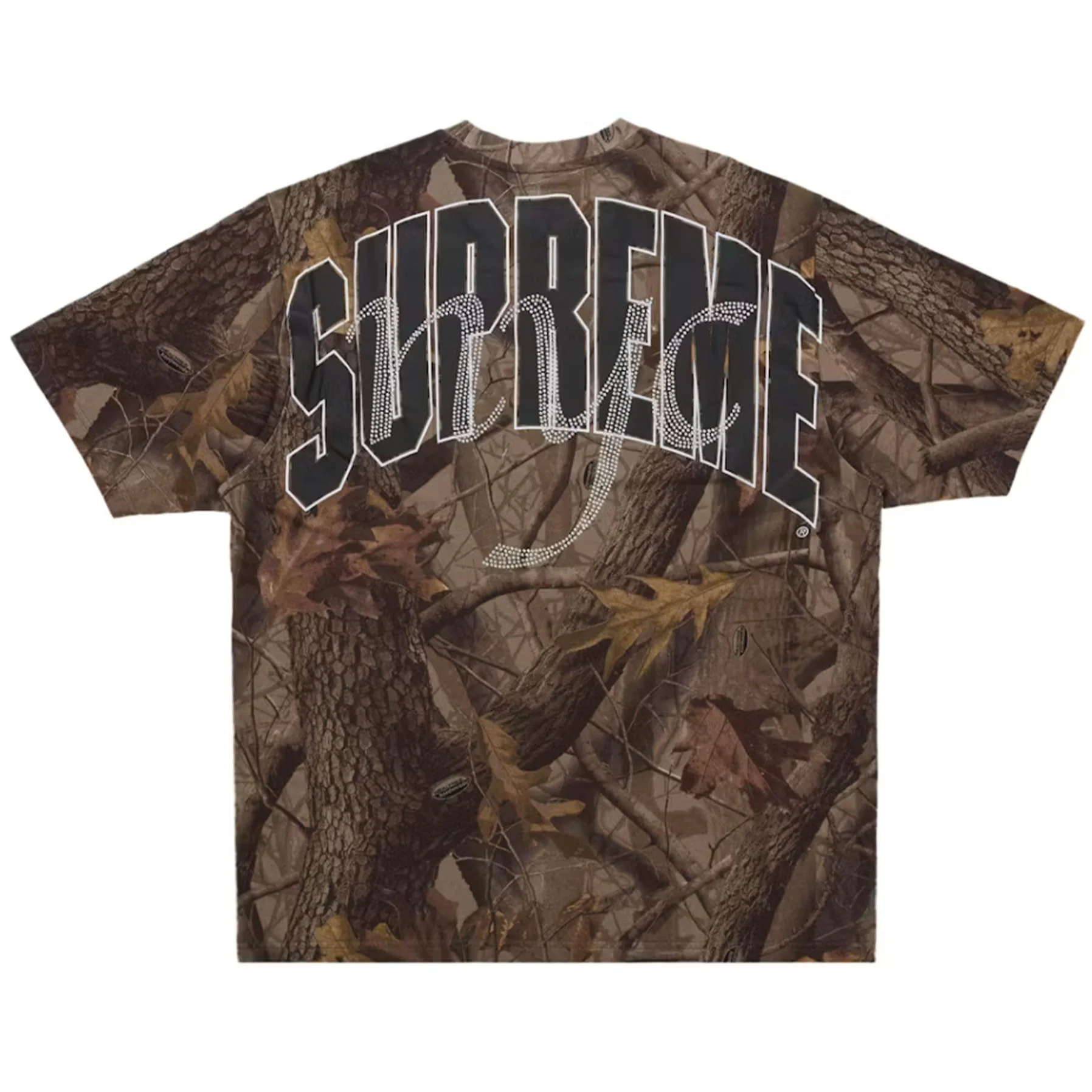 Supreme Rhinestone Script S/S Top Realtree Hardwoods Camo