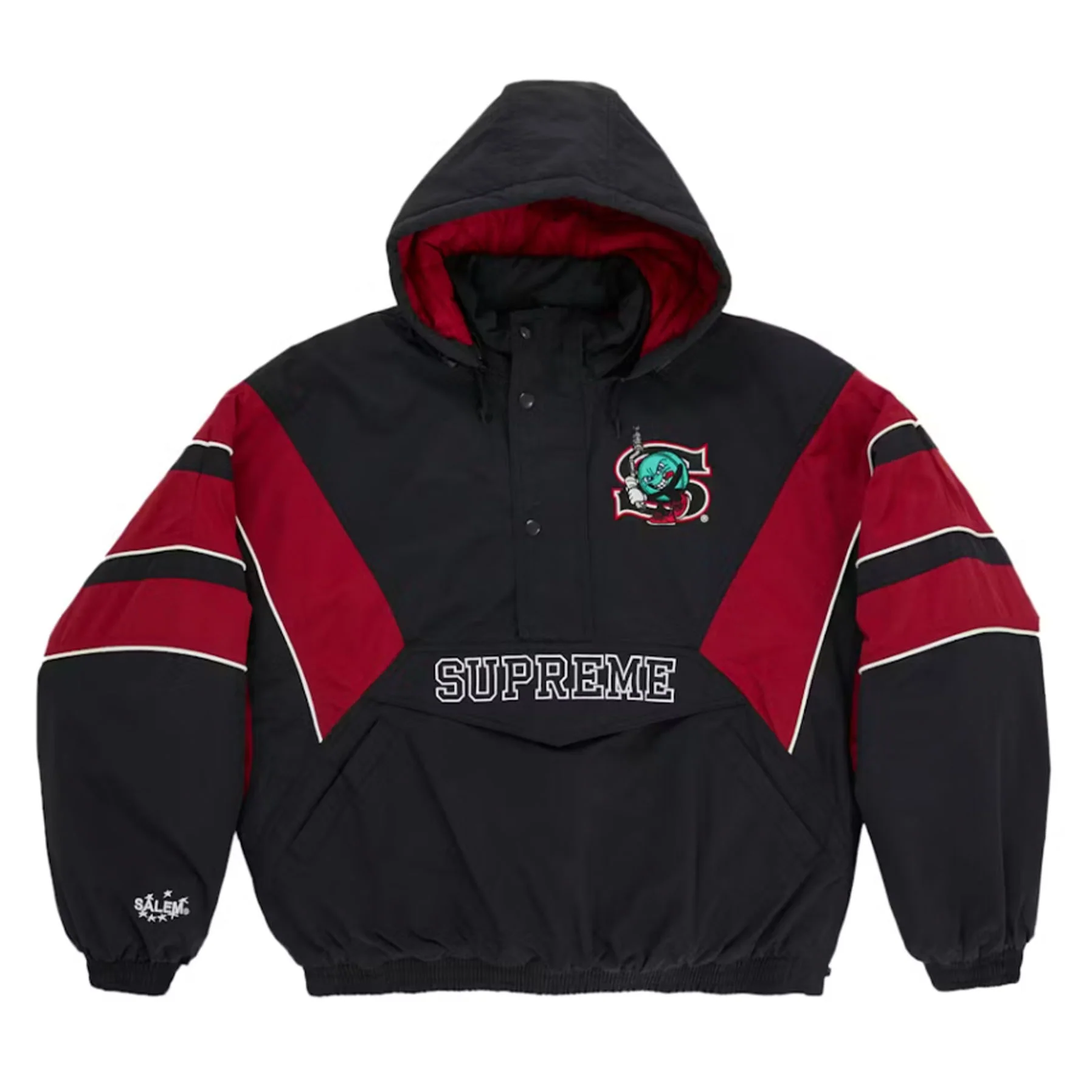 Supreme SALEM Half Zip Stadium Jacket Black [USED] - L (Used)