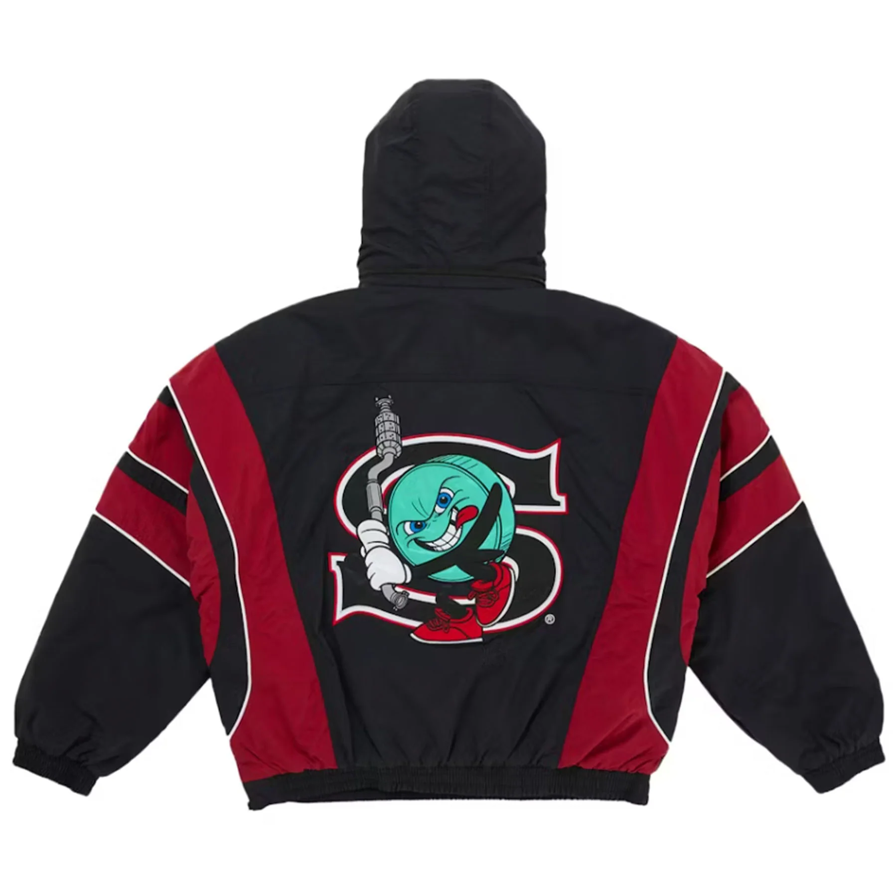 Supreme SALEM Half Zip Stadium Jacket Black [USED] - L (Used) - Image 3