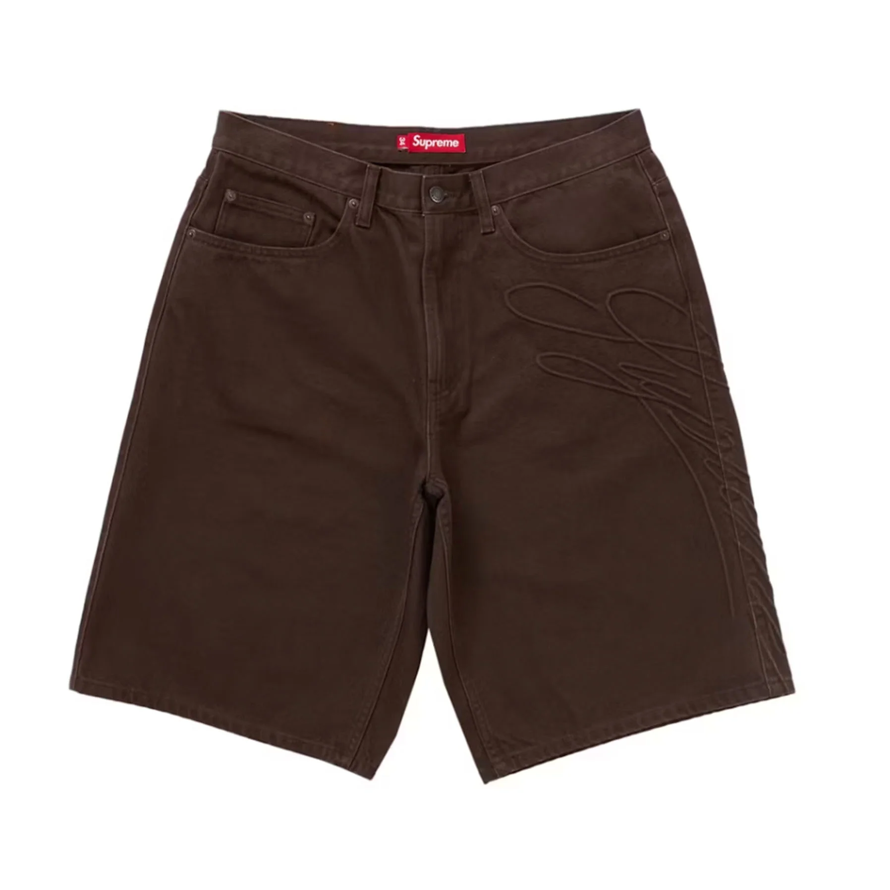 Supreme Script Baggy Denim Short Brown [USED] - 32 (Used)