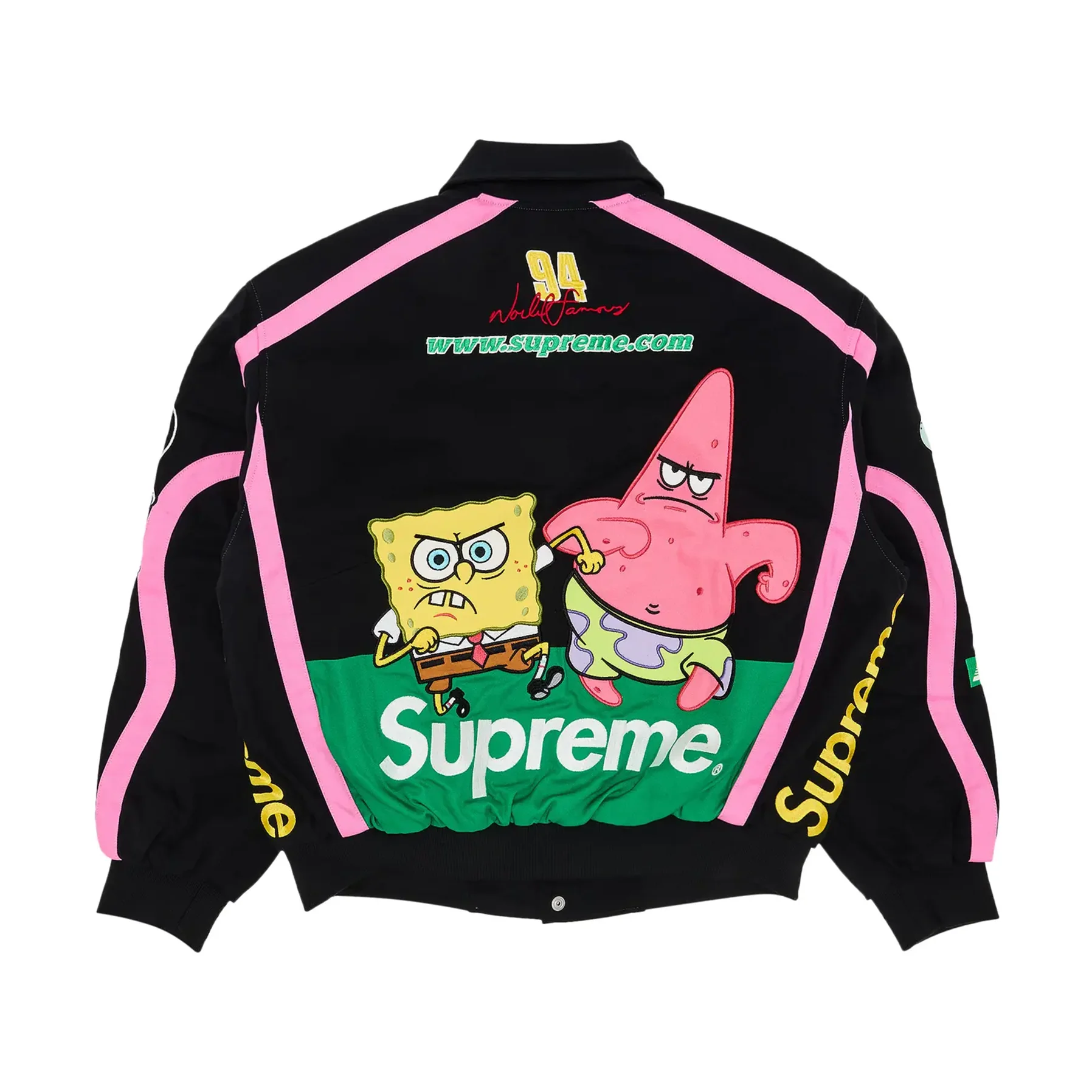 Supreme SpongeBob SquarePants Jeff Hamilton Racing Jacket Black - Image 2