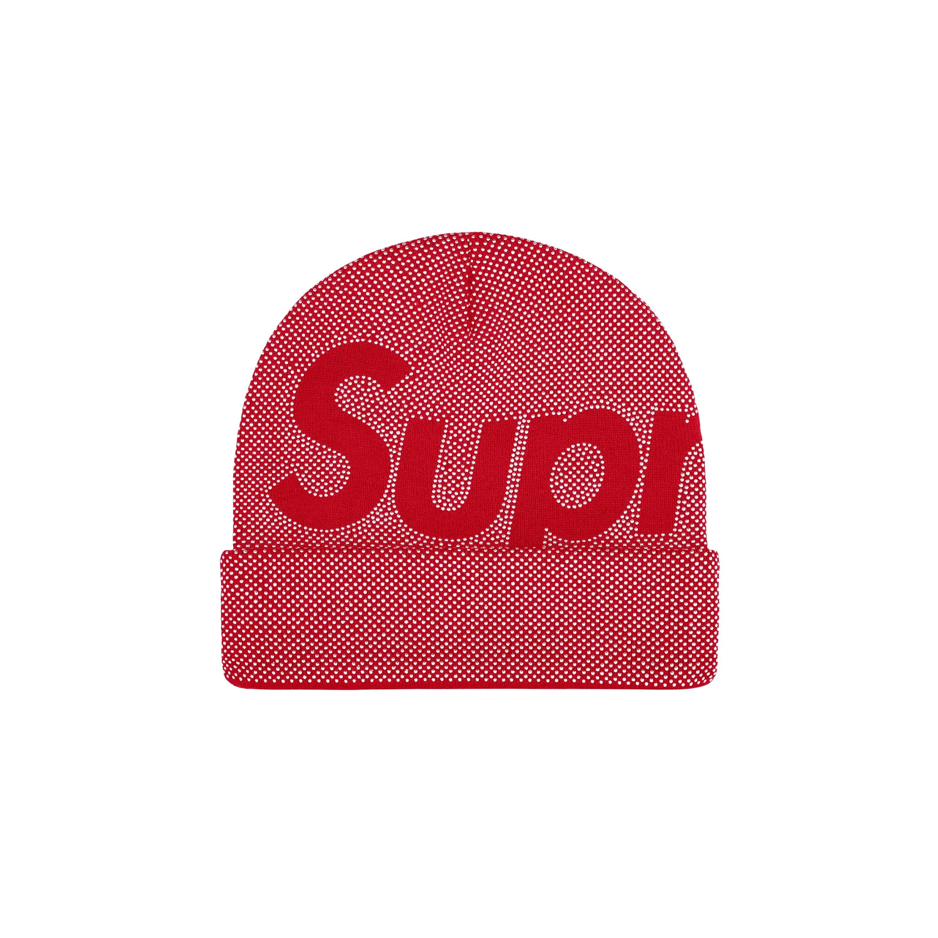 Supreme Studded Knockout Big Logo Beanie Red