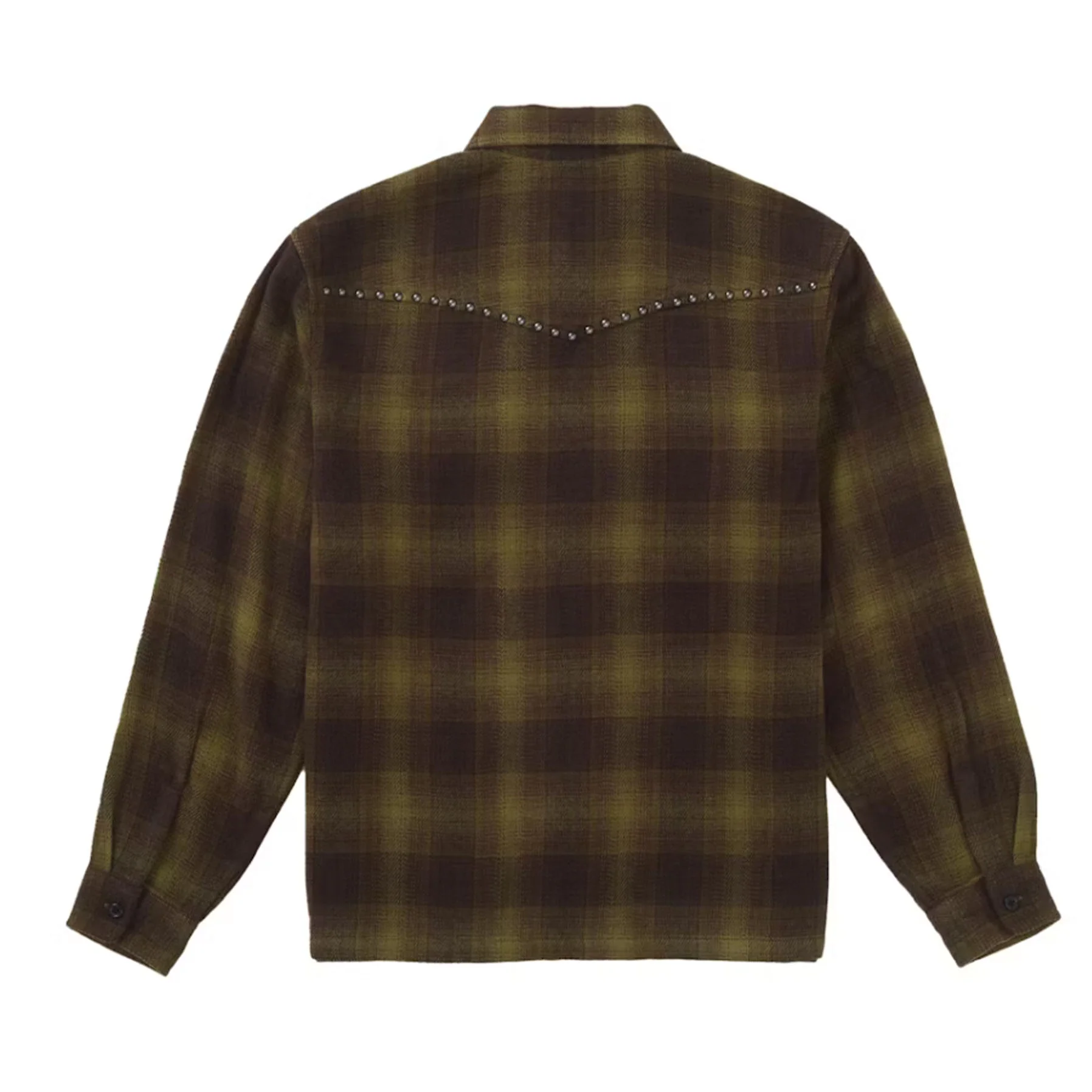 Supreme Studded Shadow Plaid Zip Up Shirt Green - Image 2