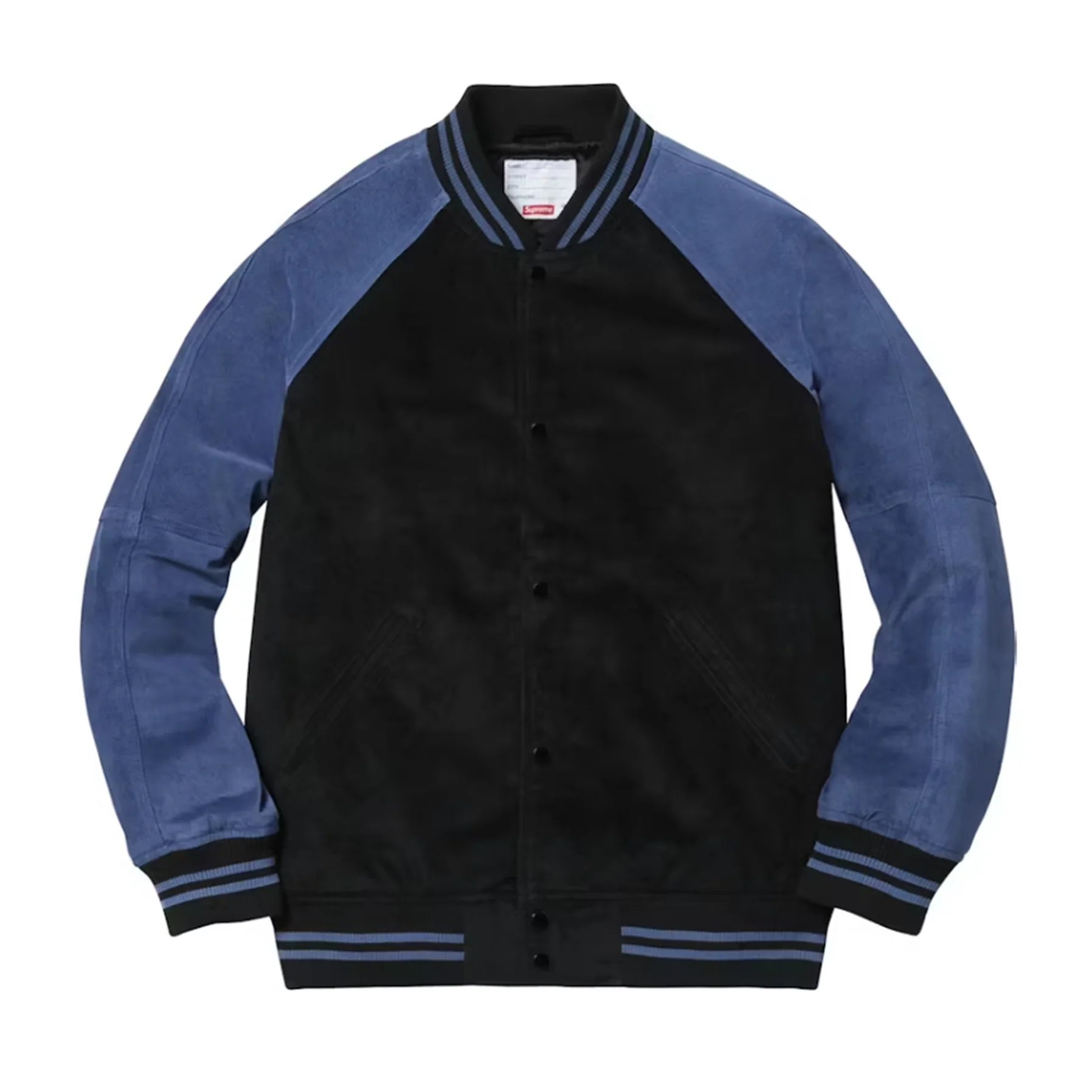 Supreme Suede Varsity Jacket Blue (SS17) [USED] - L (Used) - Image 2
