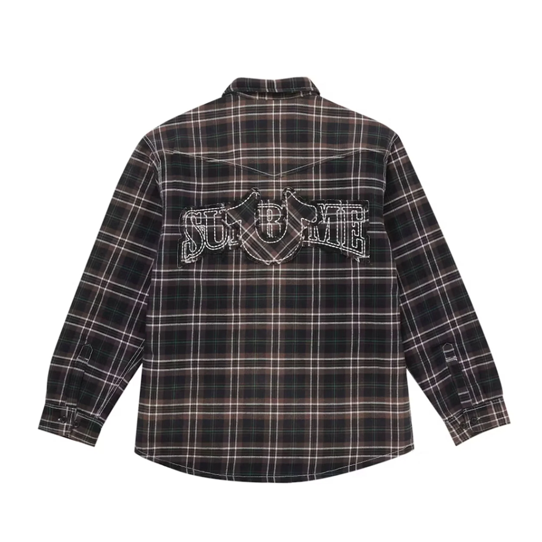 Supreme True Religion Quilted Lined Plaid Flannel Shirt Black - Image 2