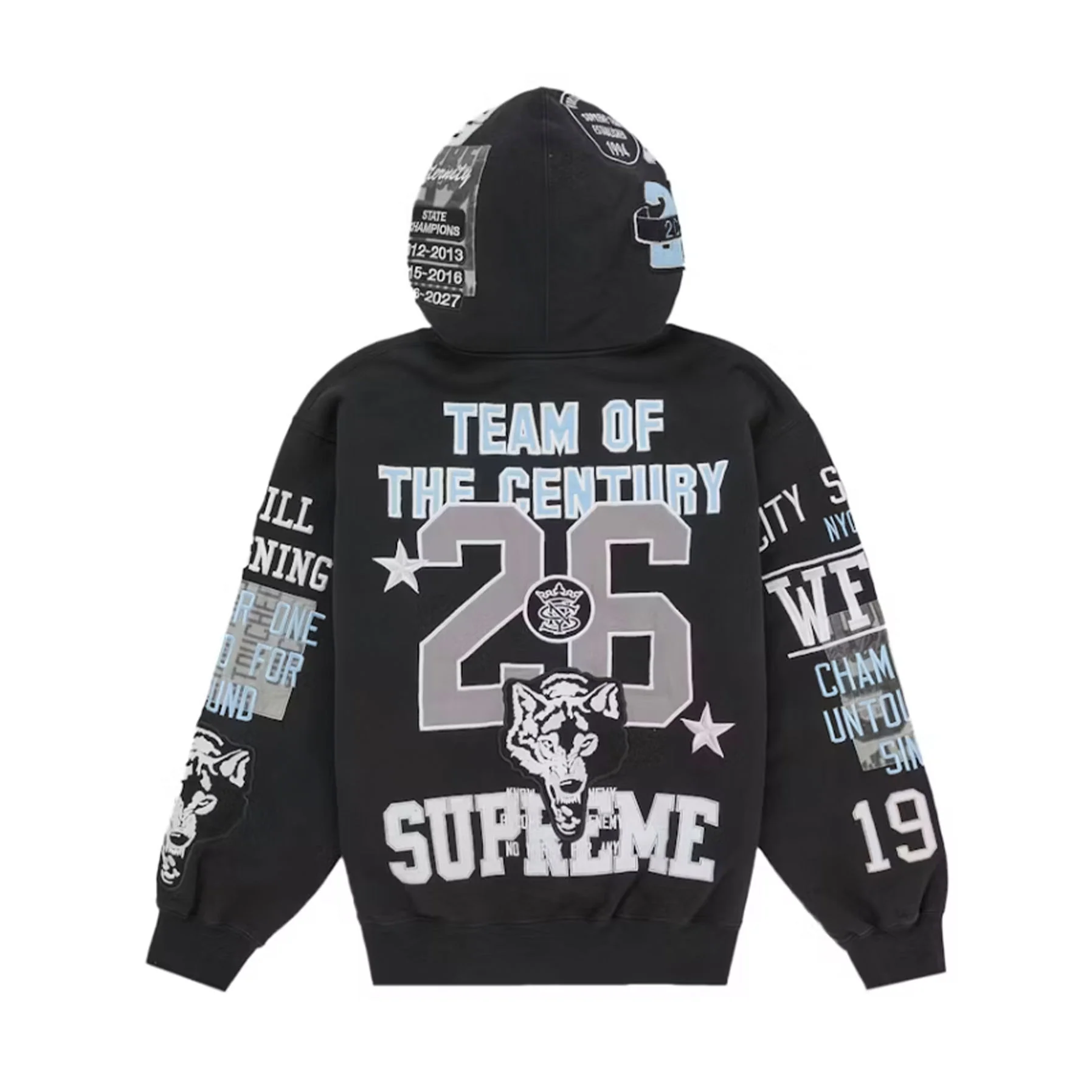 Supreme Warriors Applique Zip Up Hooded Sweatshirt Black - Image 2
