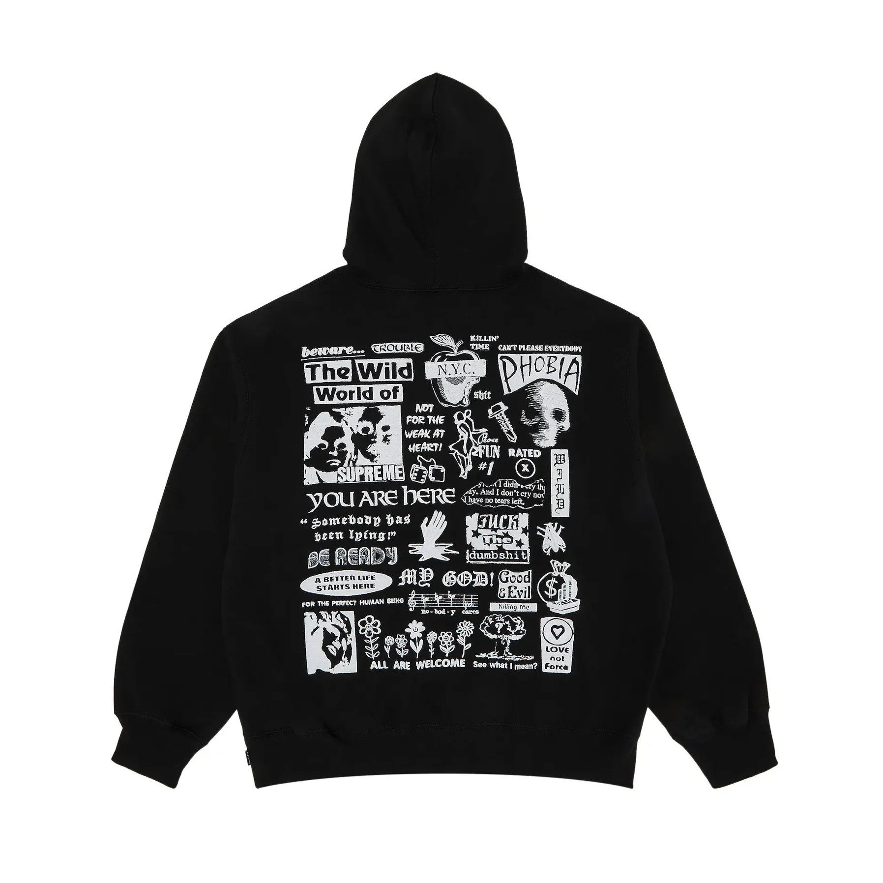 Supreme Wild Embroidered Hooded Sweatshirt Black [USED] - M (Used) - Image 2
