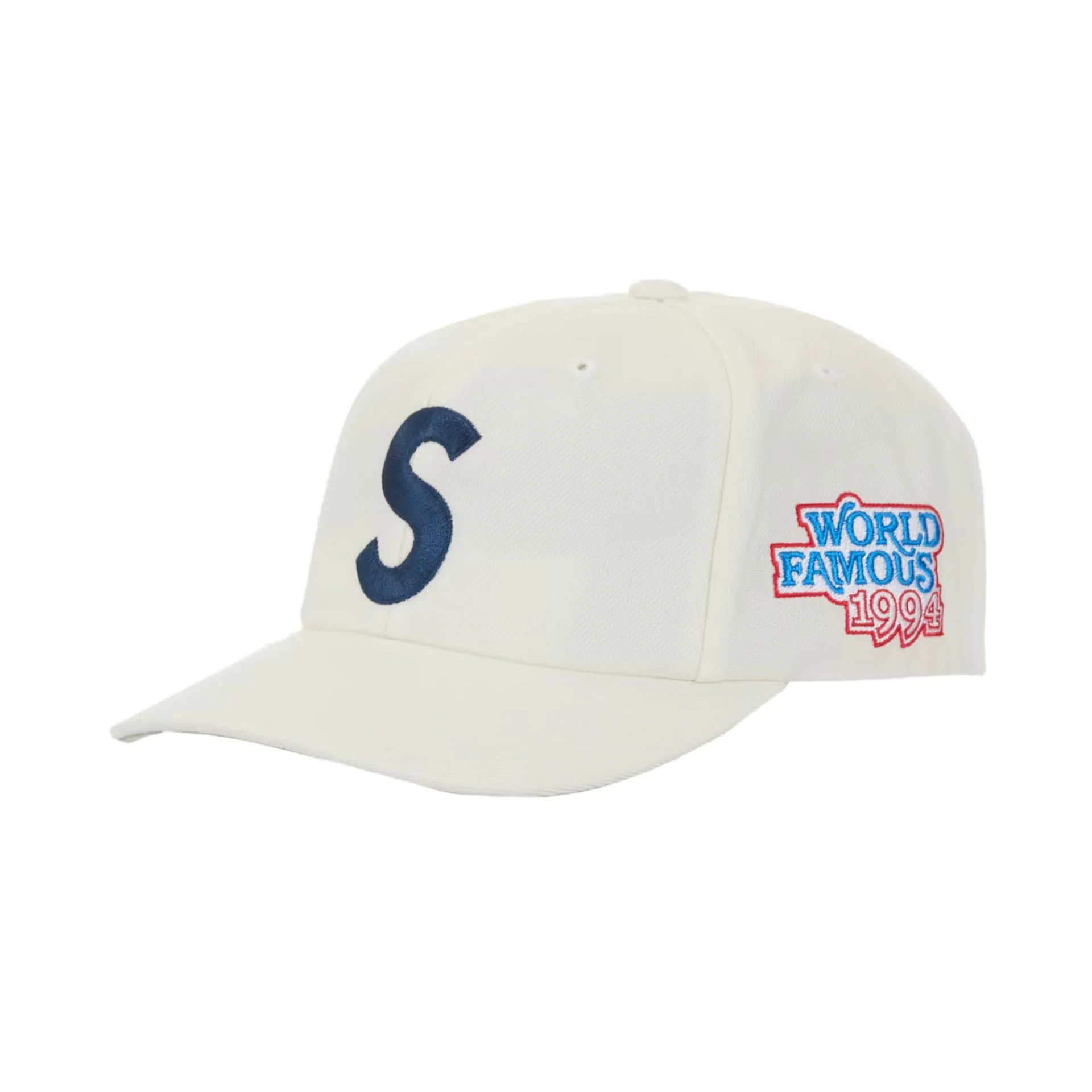 Supreme World Famous S Logo 6-Panel Hat White