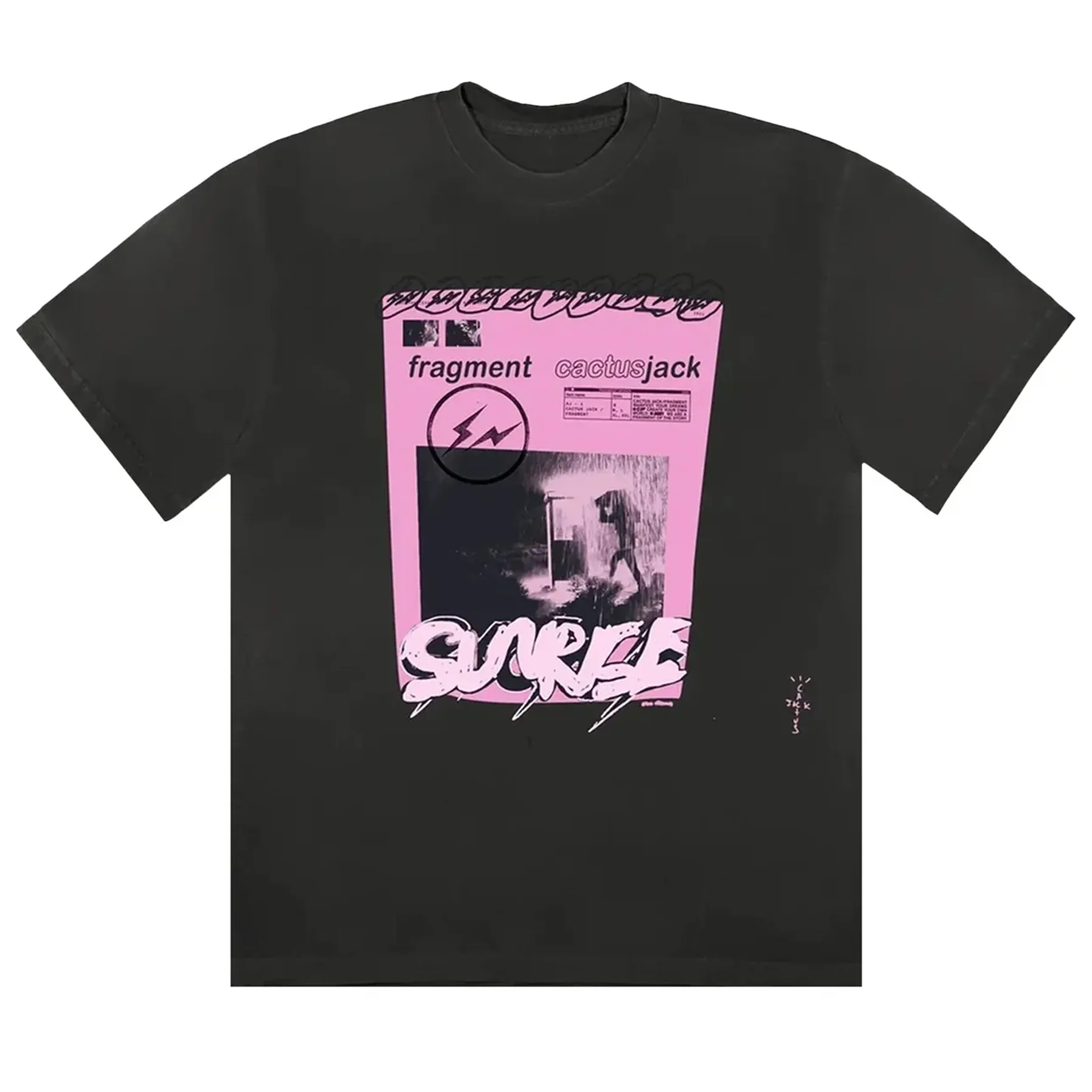 Travis Scott Cactus Jack For Fragment Pink Sunrise T-shirt Washed Black [USED] - M (Used)