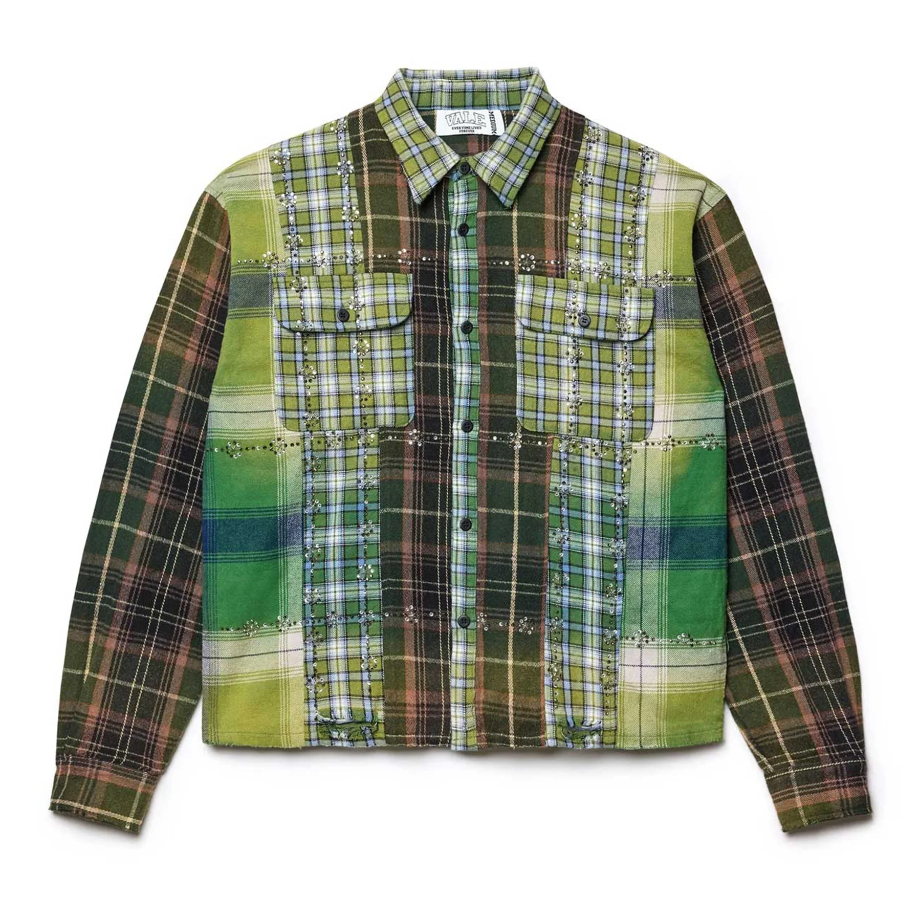 Vale Forever Frankenstein Patchwork Flannel Green [USED] - M (Used)